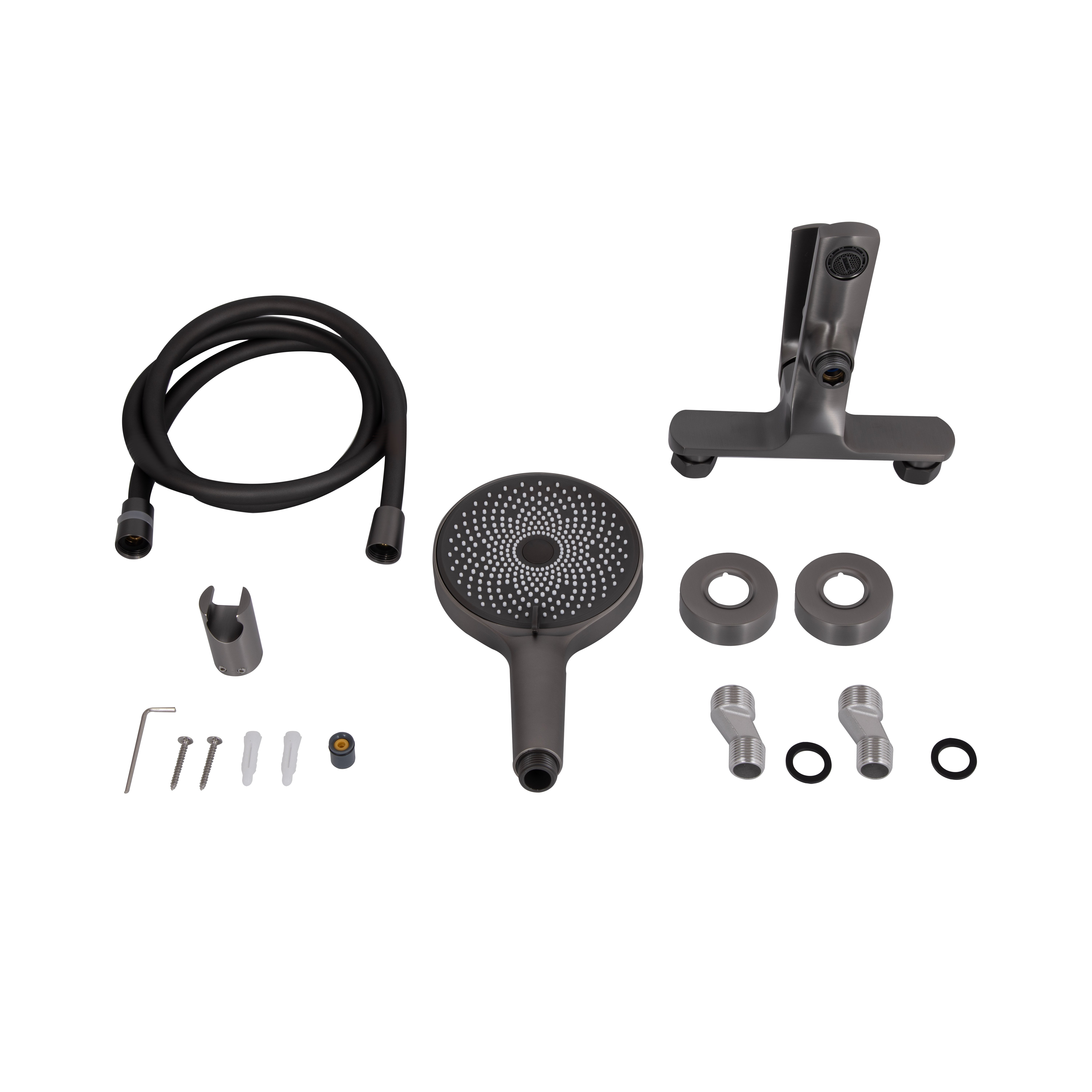 Змішувач для ванни Qtap Slavonice (з душовим гарнітуром) QTSLV259GMB48035 Gunmetal Black PVD