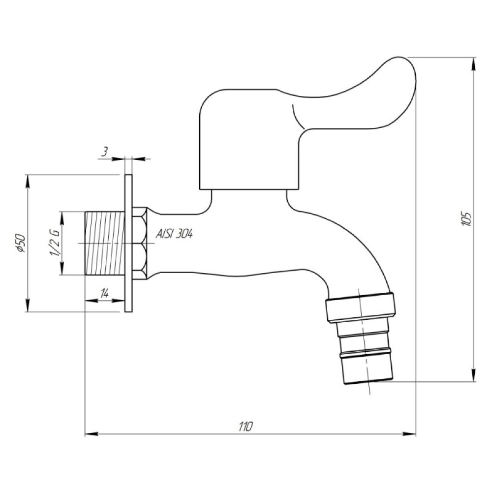 Кран кульовий для поливу Thermo Alliance Standart 1/2" нерж. TAS348W15SS