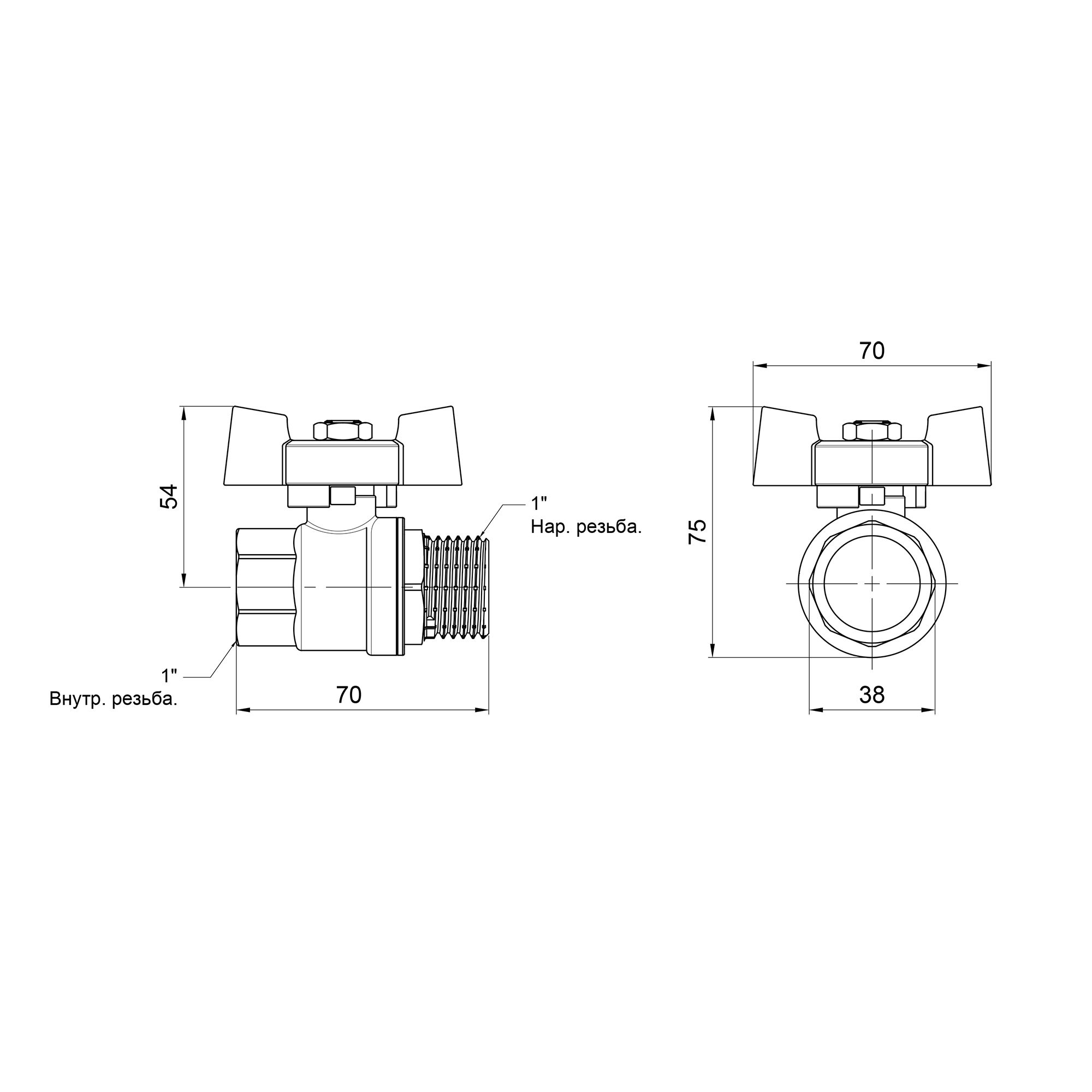 Кран кульовий Thermo Alliance Standart 1" ВЗ для газу (метелик) SD607NG25PN40