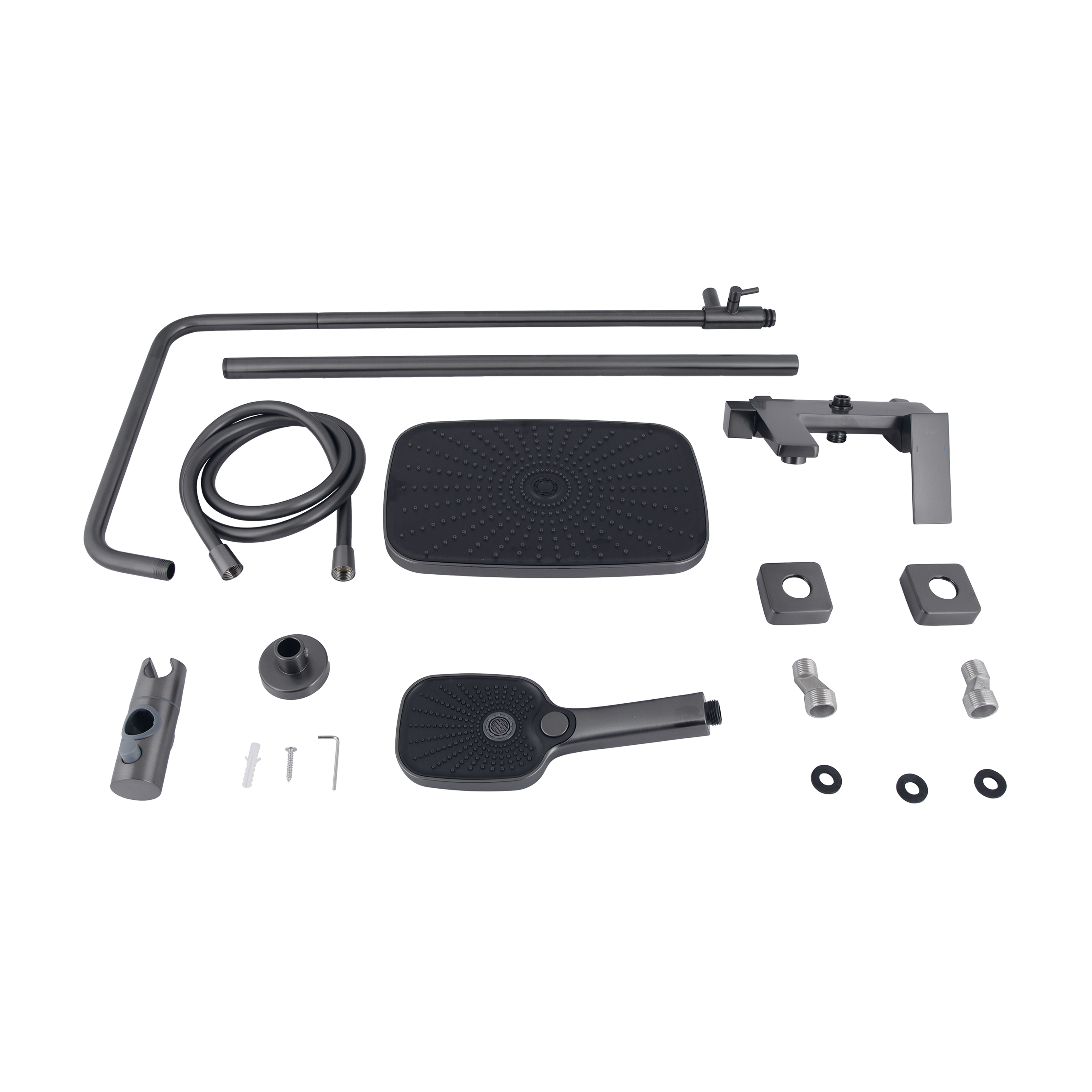 Душова система універсальна Qtap Gemini на три споживачі (з виливом) QTGEM111GMB45688 Gunmetal Black PVD