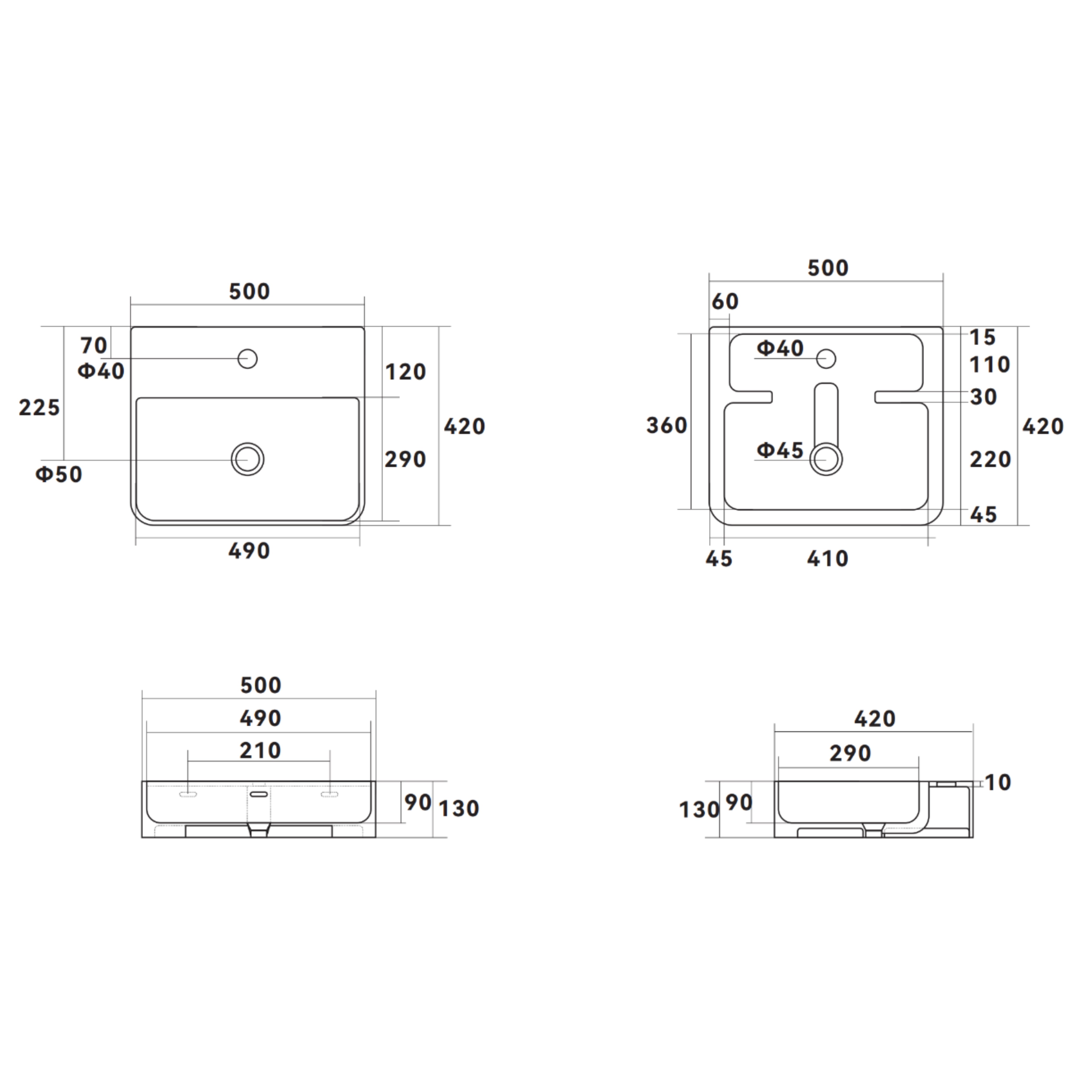 Раковина Qtap Nando LT 500х420х130 Matt black QT12116146AMB
