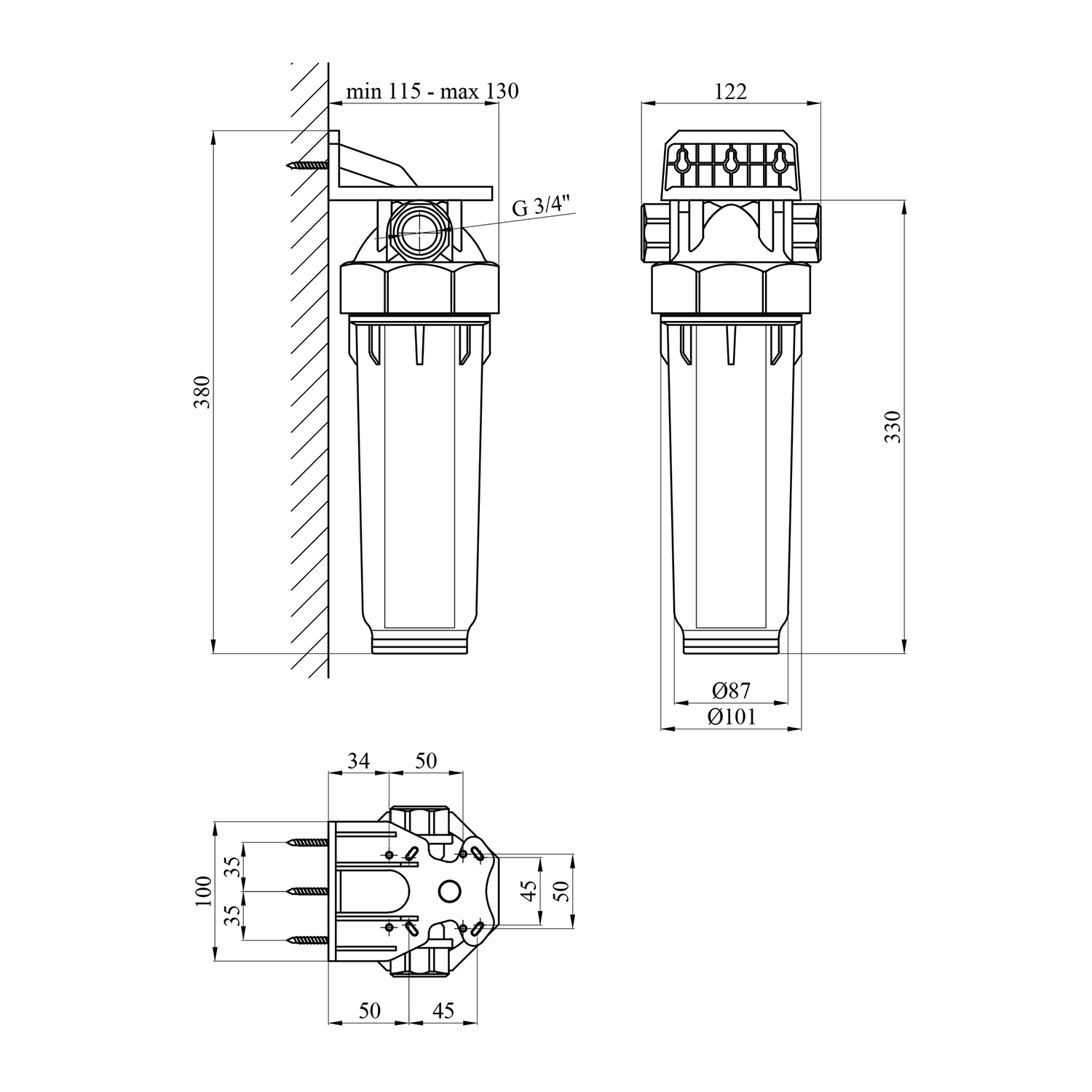 Колба механічного очищення Rozma 3/4" для гарячої води