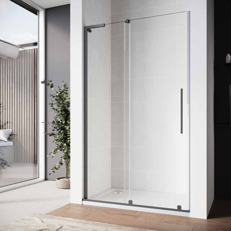 Двері у нішу Walk-In розсувні KOER SR SD07-120x200-R-TR-07 прозоре скло EASY CLEAN 8мм графіт (KR5775)