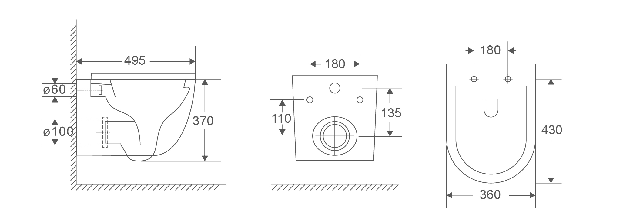 Унітаз підвісний MIXXUS PREMIUM ELLIPSE-0302-T3 495х360х370mm система змиву TORNADO 3.0 (MP6462)