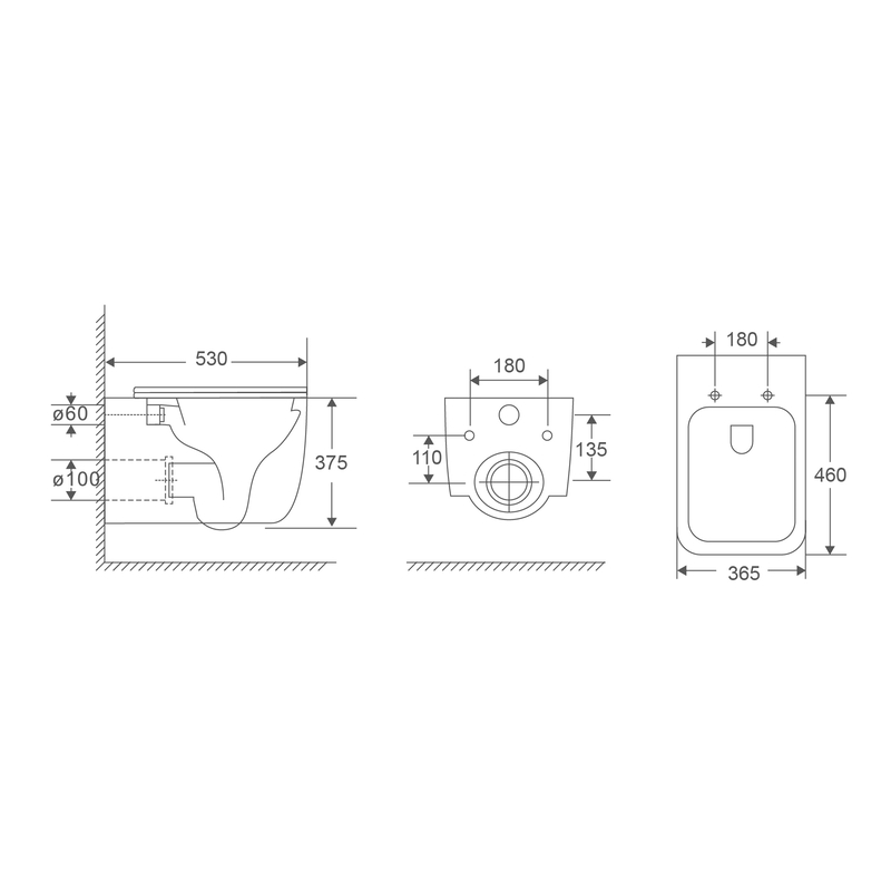 Унітаз підвісний MIXXUS PREMIUM DIVERSE-0301-T1 530х365х373mm система змиву TORNADO 1.0 (MP6477)