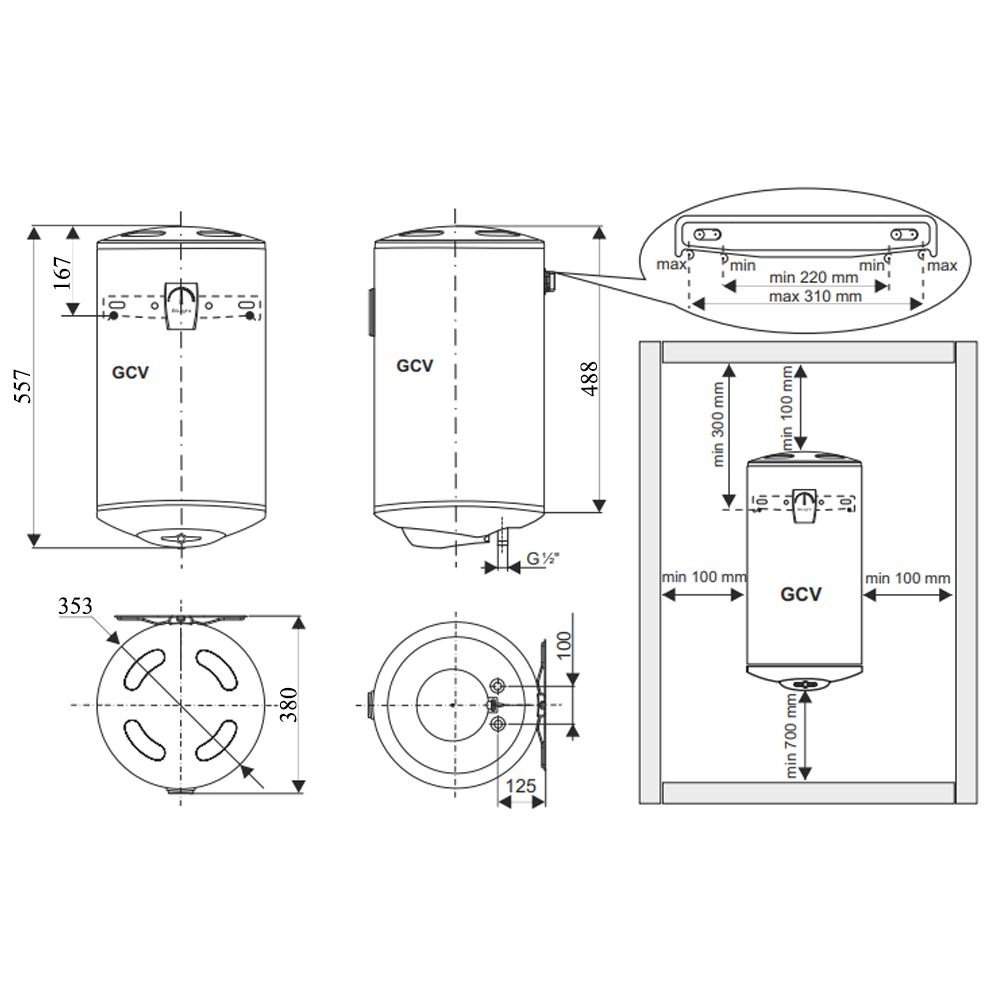 Водонагреватель Tesy Bilight Slim 30 л, мокрый ТЭН 1,2 кВт (GCV303512B11TSRС) 303295