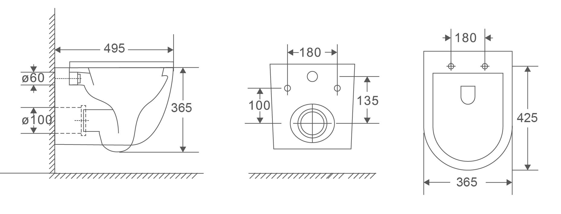 Унітаз підвісний MIXXUS PREMIUM ELLIPSE-0301-R 495х365х365mm система змиву RIMLESS (MP6460)
