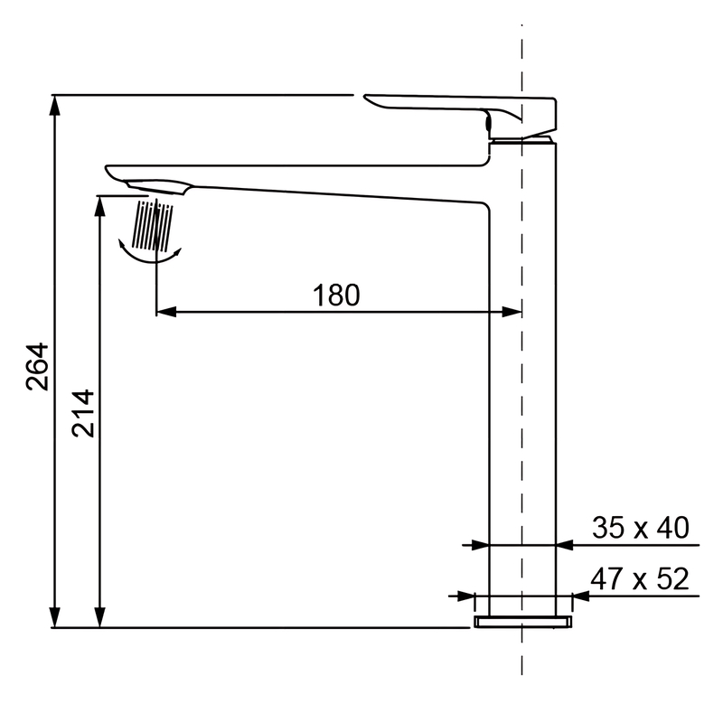 Змішувач для умивальника високий KOER KB-11028-05 (Колір чорний) (KR5294)