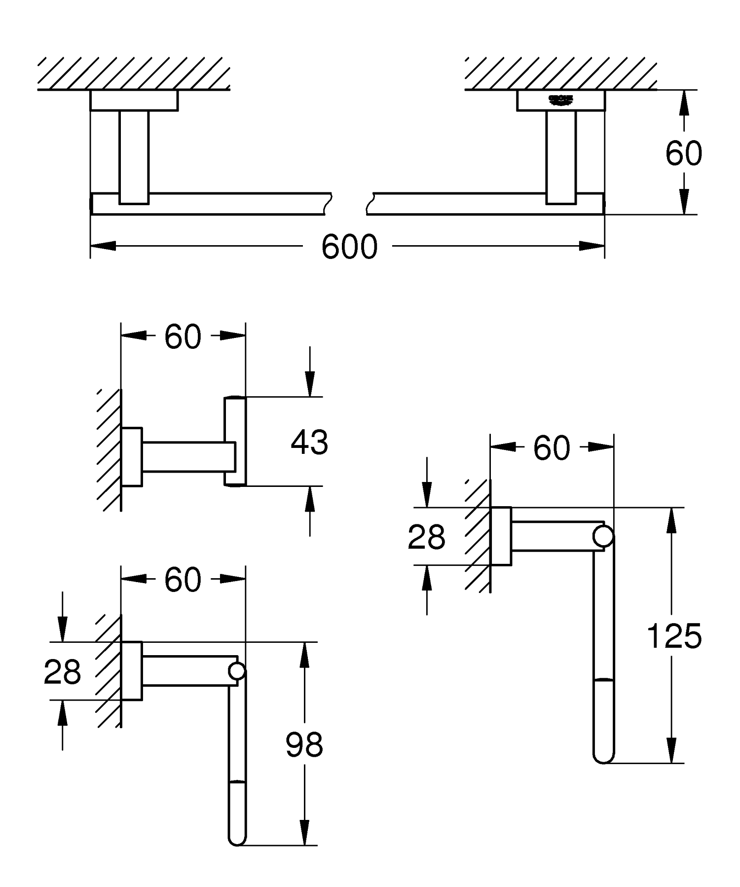 Набір аксесуарів 4 в 1 Grohe Essentials Cube New (40778001)
