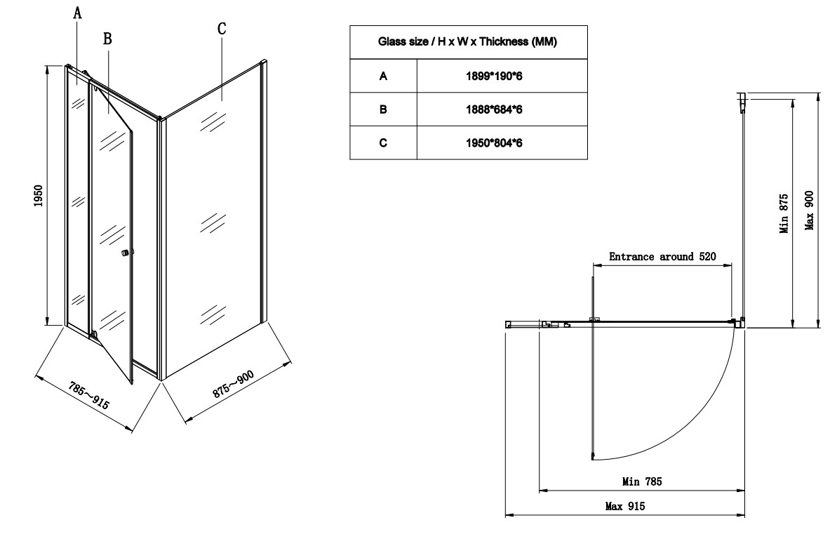 Душова кабіна без піддону KOER SR SC05-90x90x195-TR-01 прозоре скло EASY CLEAN 6мм хром (KR5363)