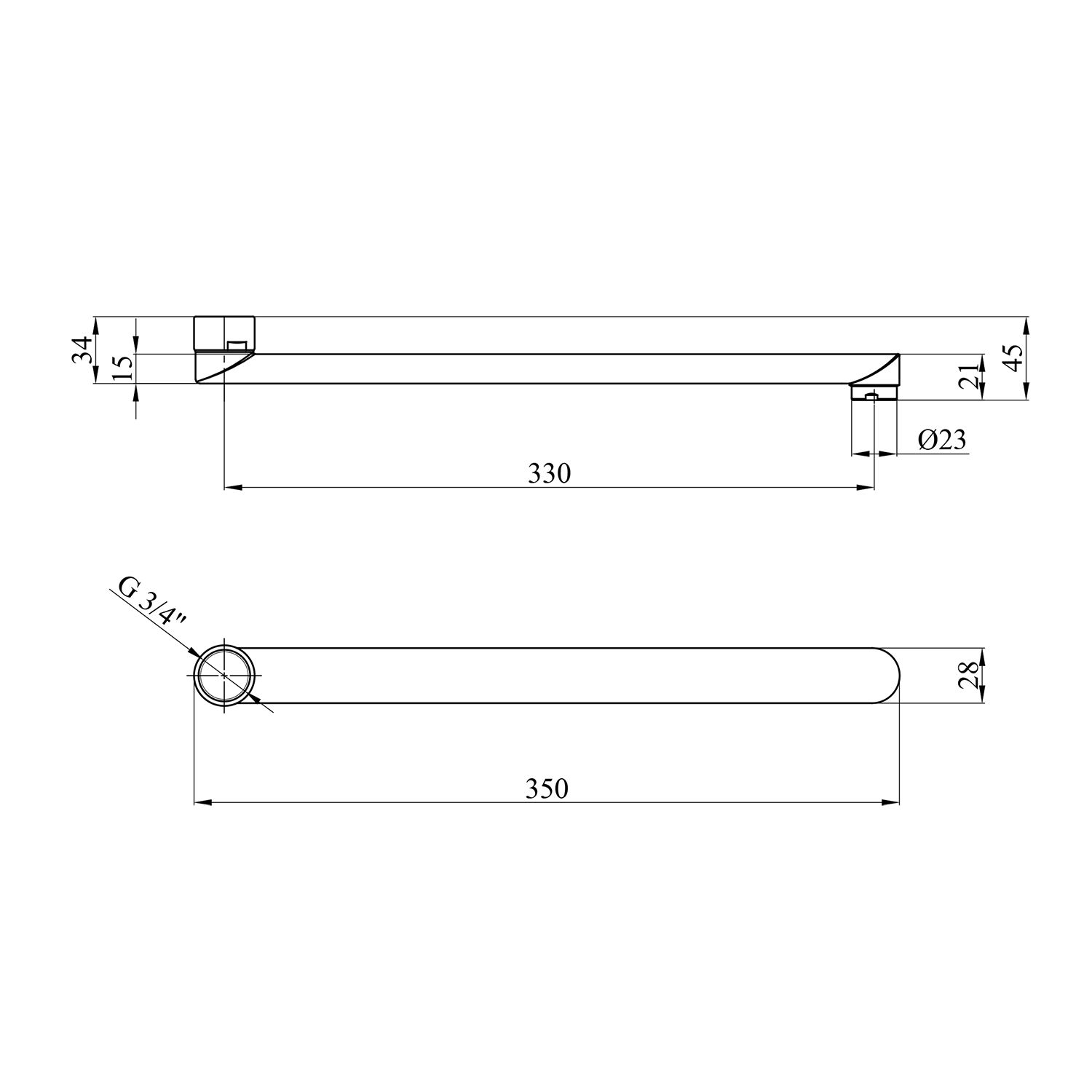 Вилив для змішувача Kroner KRP - ESG835 35 см