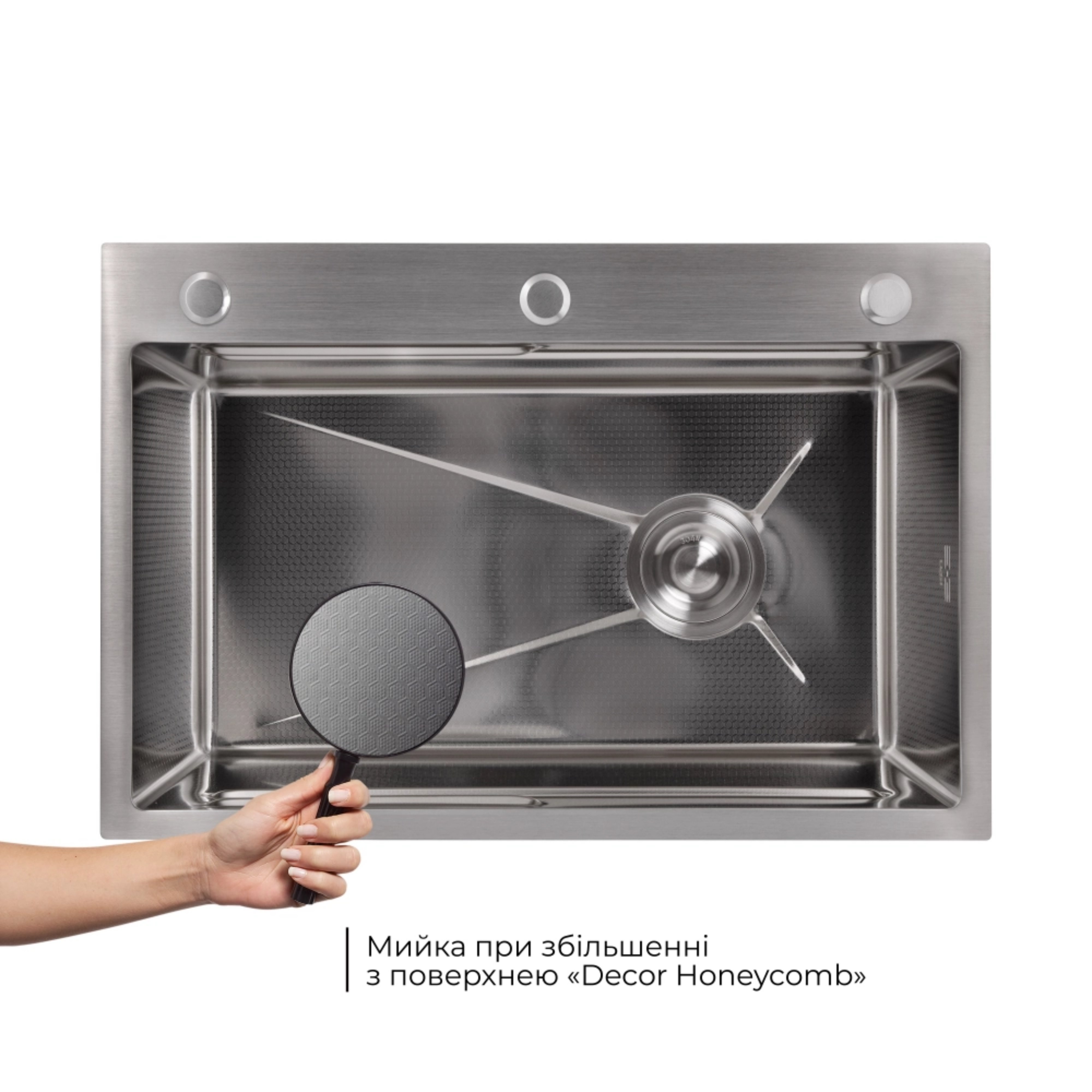 Акційний набір Lidz: мийка H6845 Decor 3,0/1,0 мм + Змішувач Aria для кухні з гнучким виливом (k35) Grey