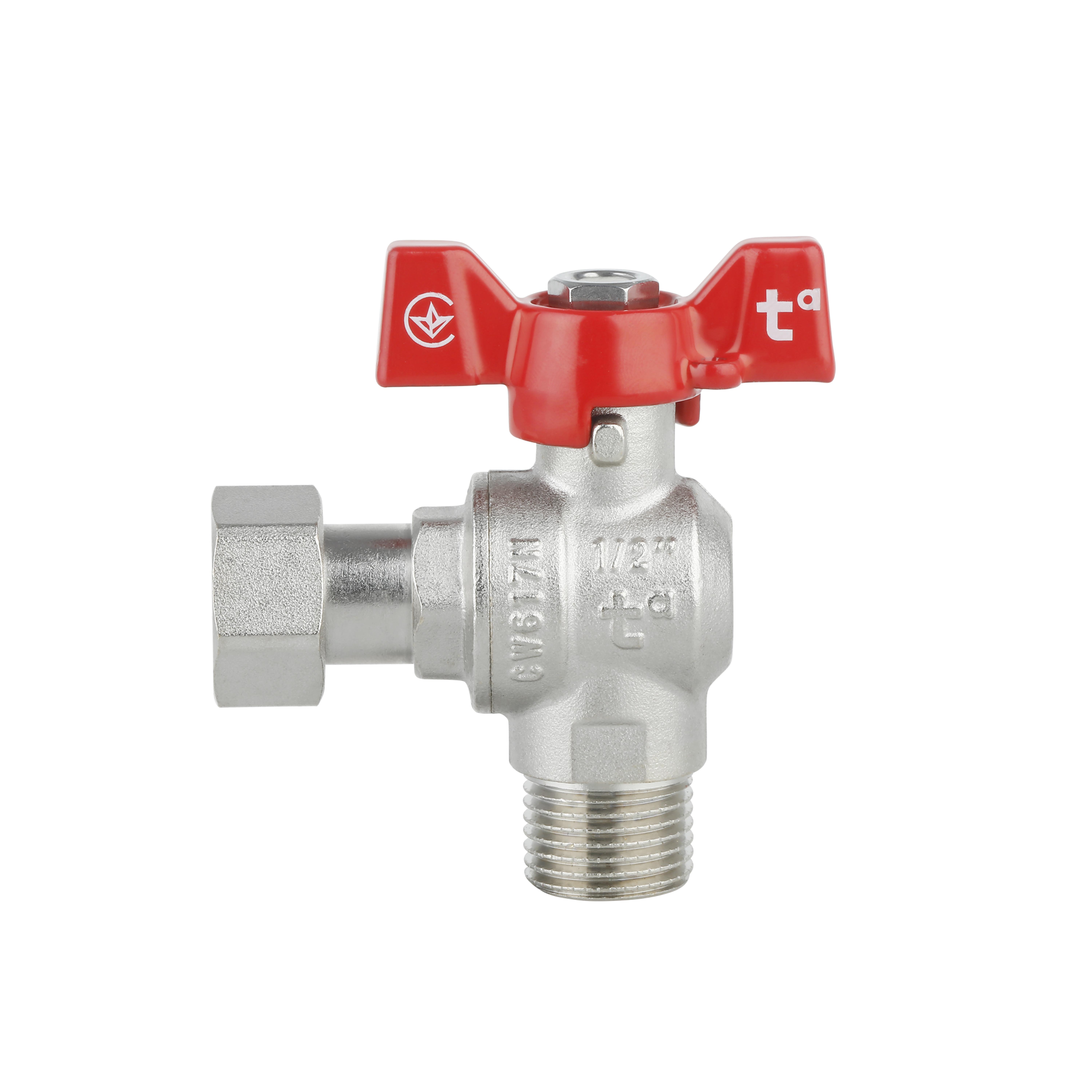 Кран кульовий з накидною гайкою SD Forte1/2" ВЗ для води кутовий SF224W15
