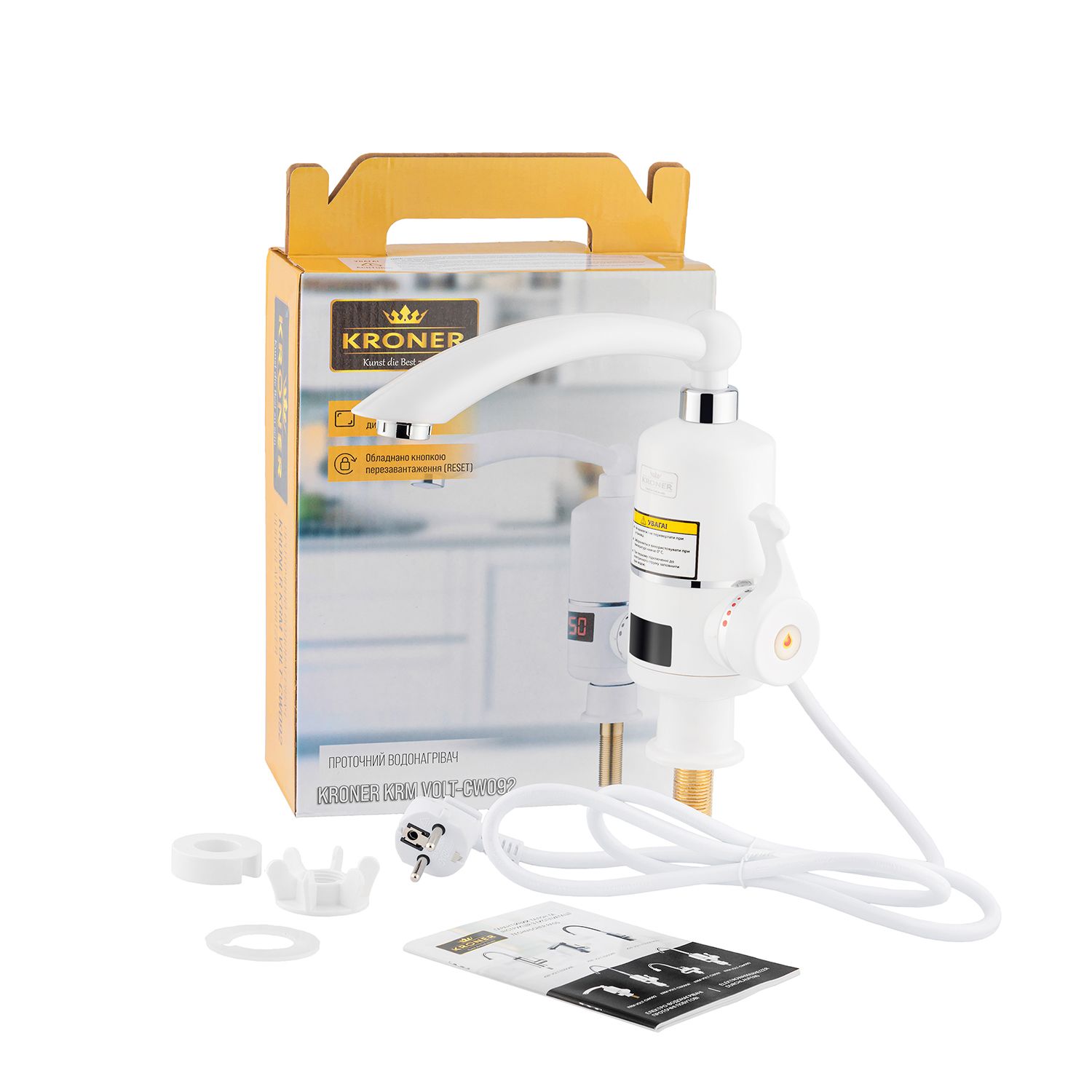 Проточний водонагрівач Kroner KRM Volt - CW092 з дисплеєм