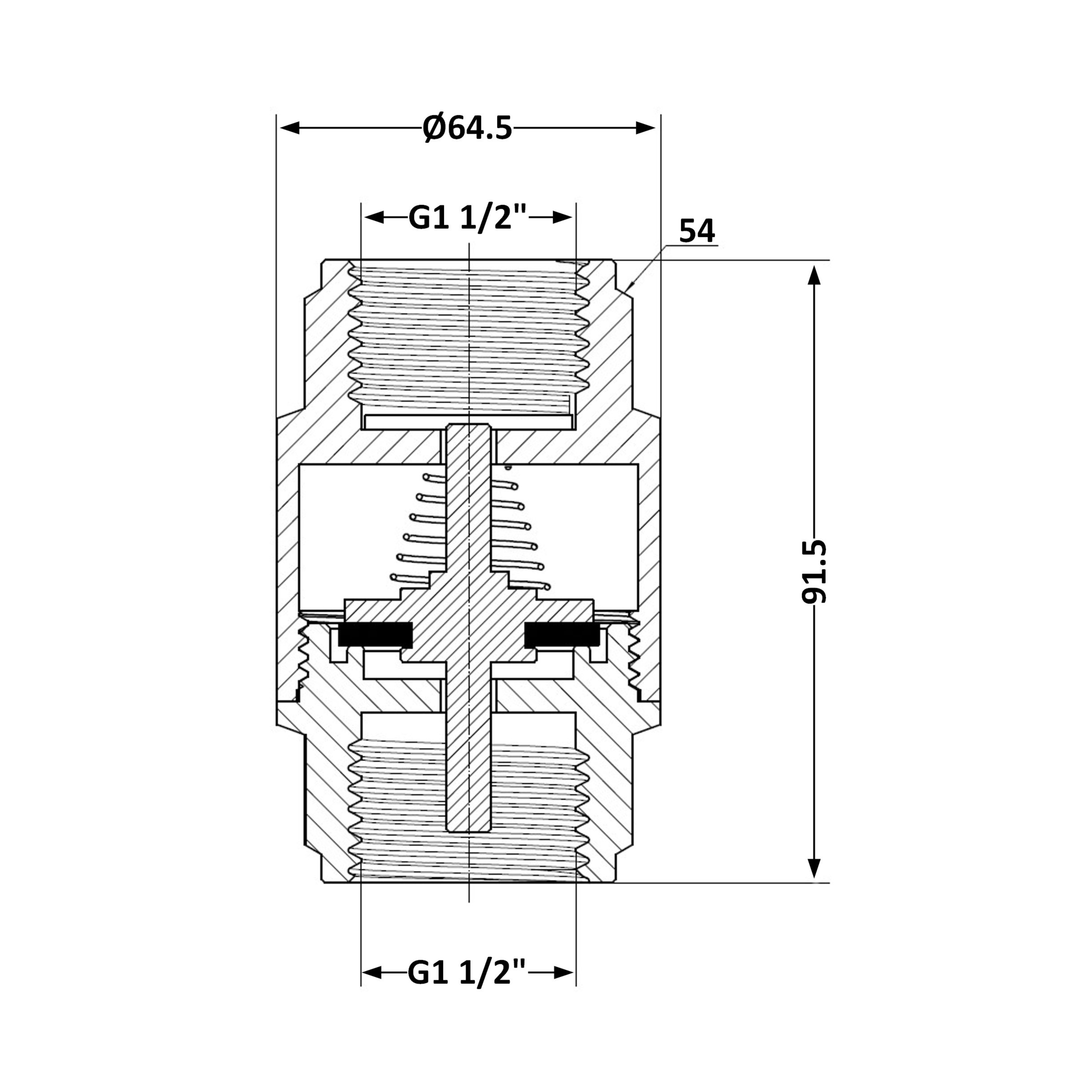 Зворотний клапан із латунним штоком Thermo Alliance Forte 1 1/2"ВВ нікель TAF240W40