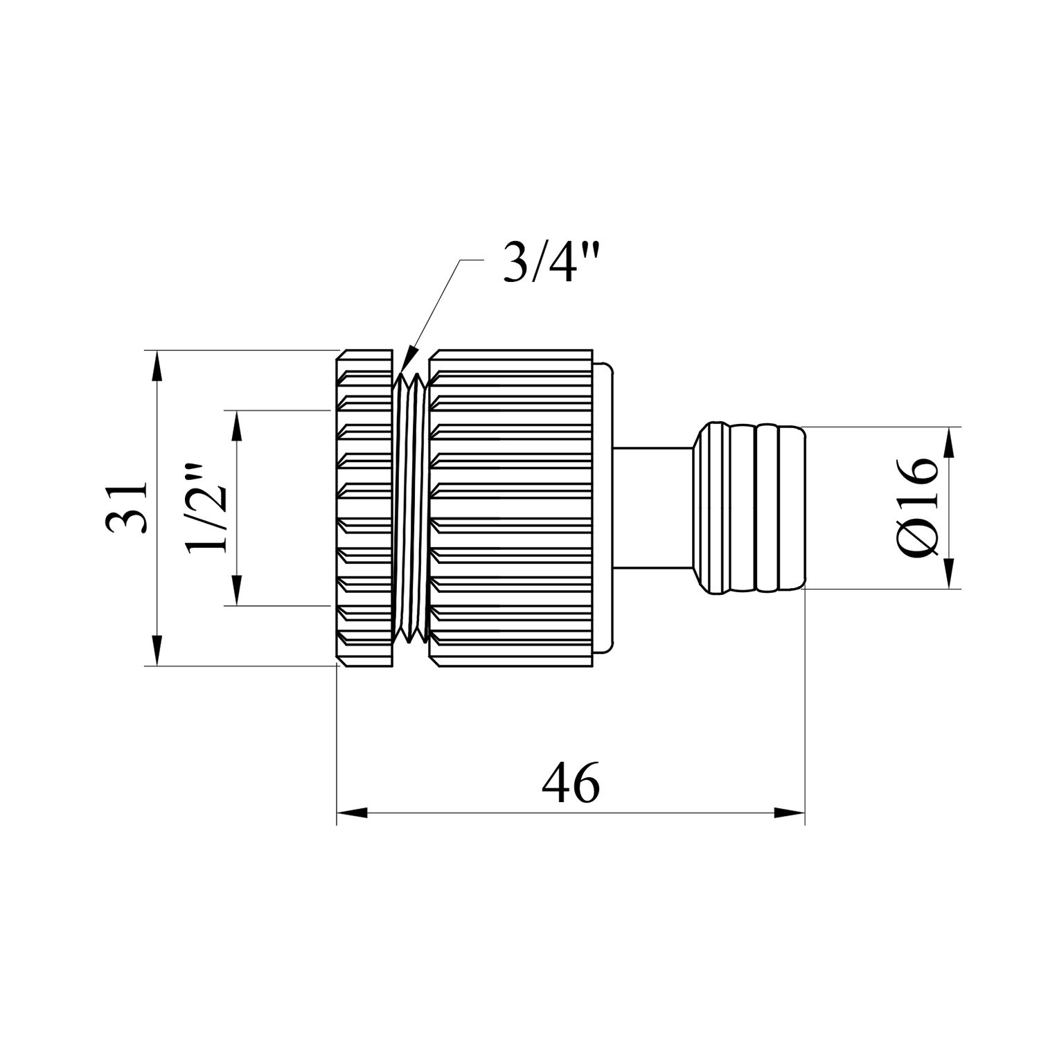 Адаптер на кран редукційний Bradas Gold Line 3/4"х1/2" РВ GL5812