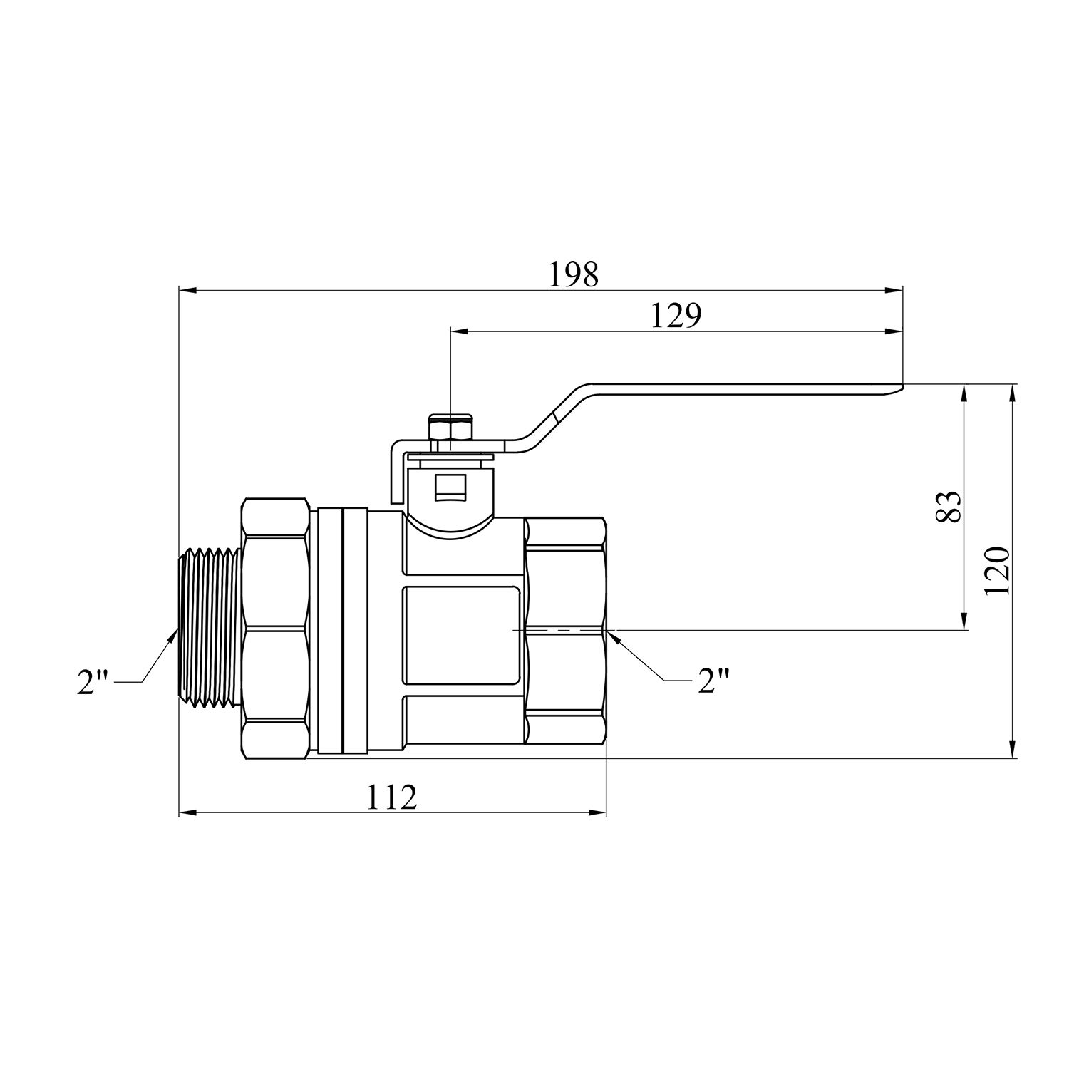 Кран-американка STA 2" ВЗ PN30 ручка, нікельований
