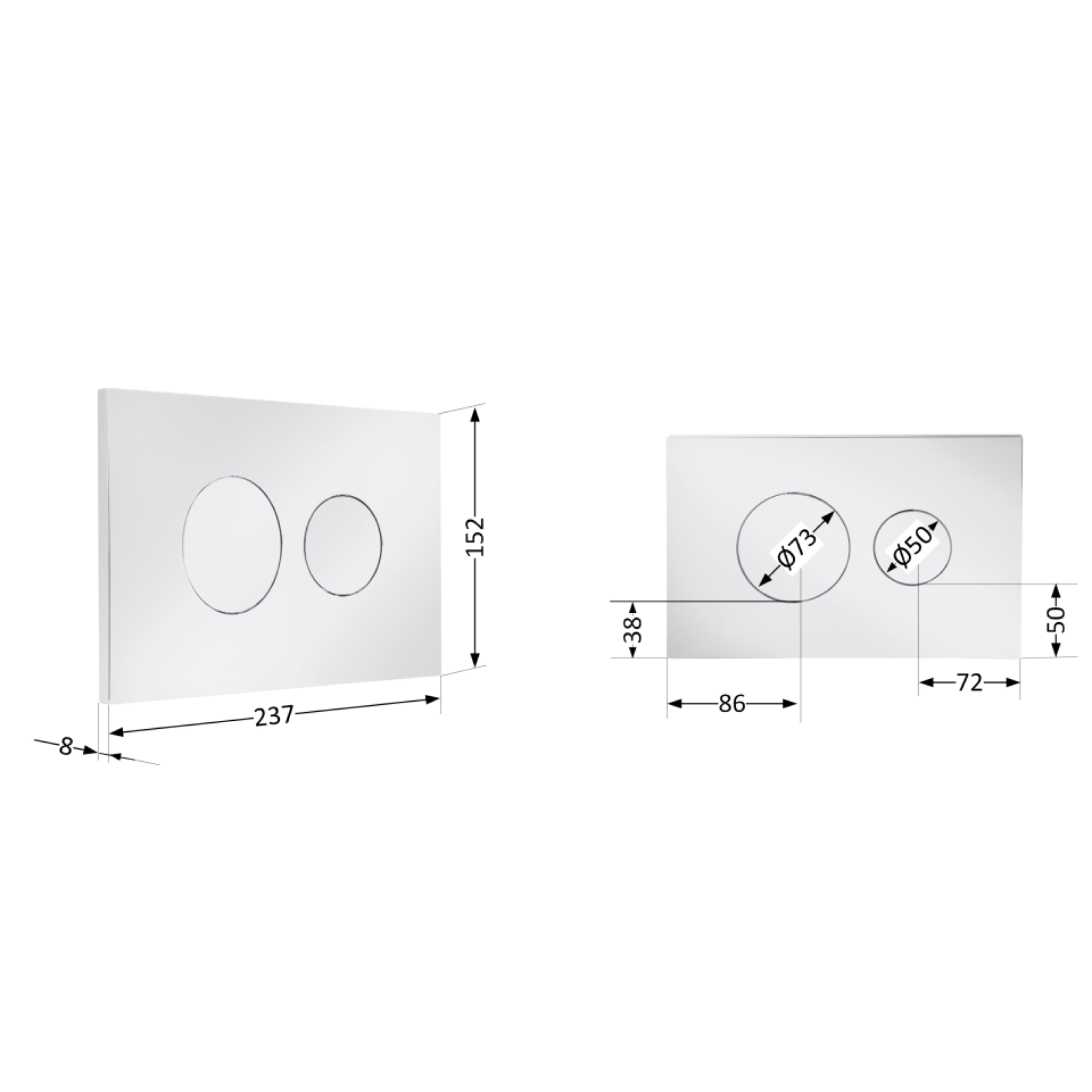 Клавіша змиву Qtap Standard 152x236x28 мм, Chrome, кругла QTSTD164CRM49469