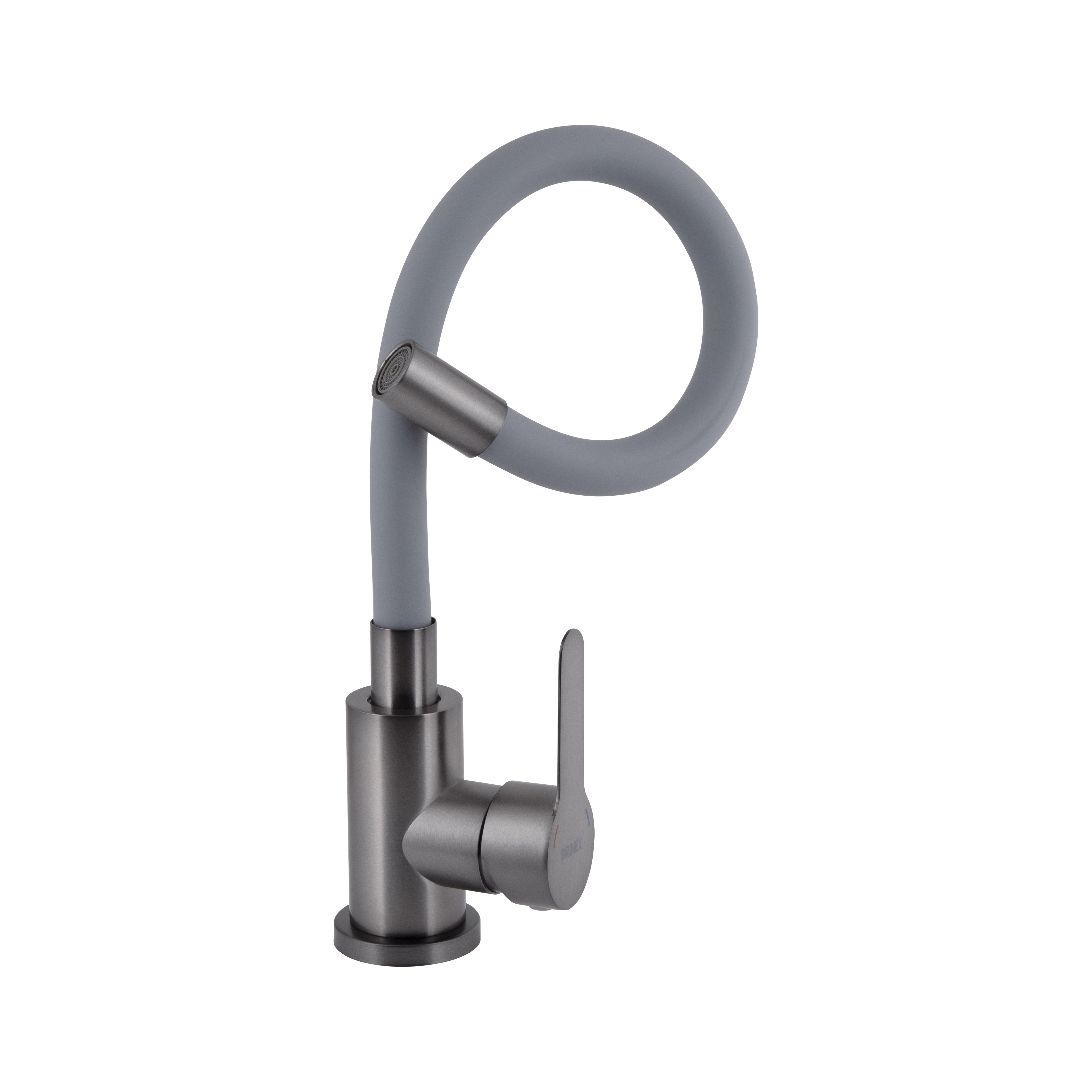 Змішувач для кухні Brinex Pure 015F3 з гнучким виливом   Graphite/Grey BRIPUR015F3GRG