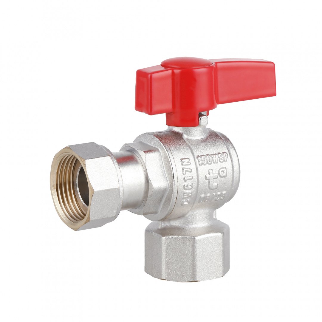 Кран кульовий Thermo Alliance Standart 3/4"ВВ кутовий, PN40, з накидною гайкою TAS223W20