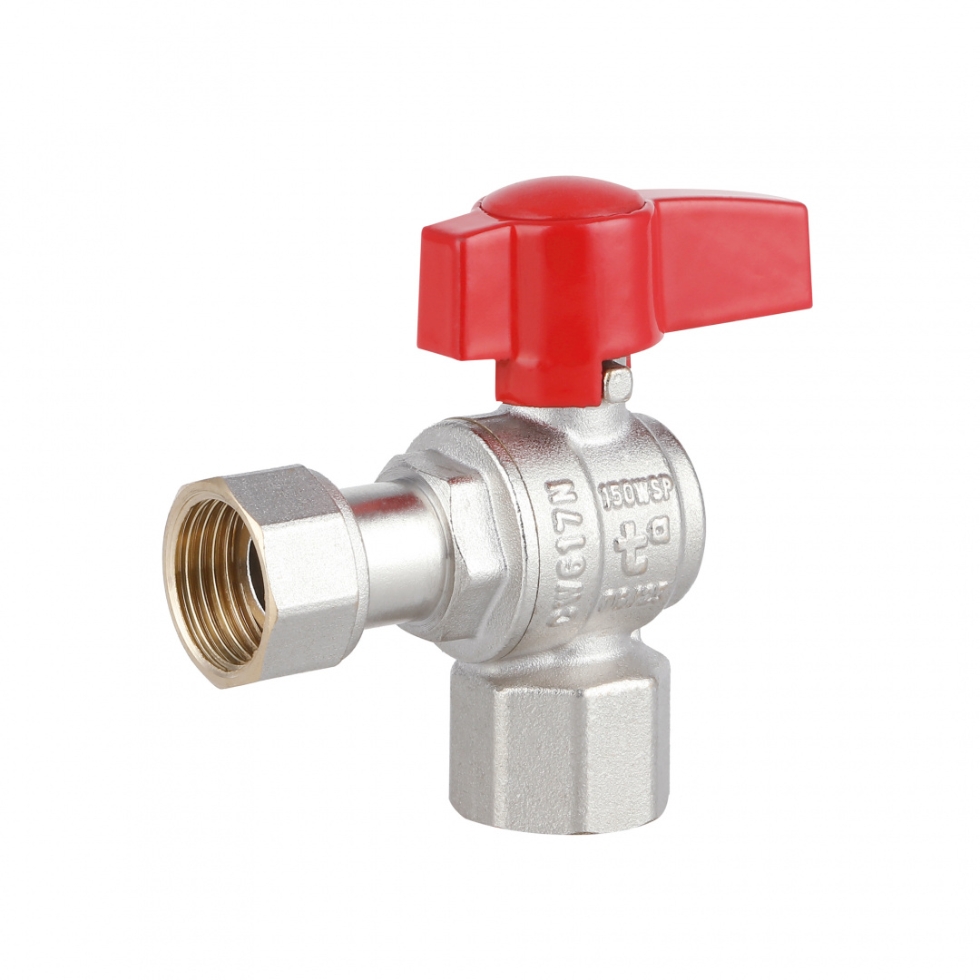 Кран кульовий Thermo Alliance Standart 1/2"ВВ кутовий, PN40, з накидною гайкою TAS223W15