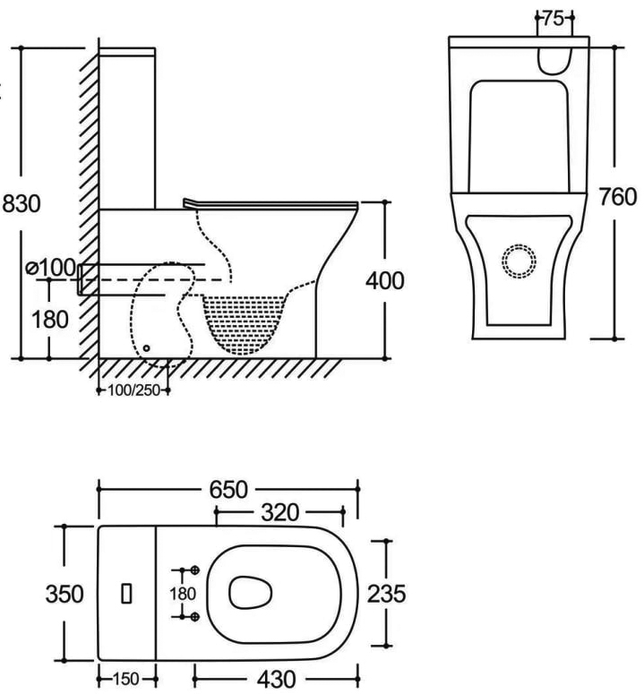 Чаша унітазу-компакту без сидіння MIXXUS STYLE-0404-T3 BOWL 400x350x650 система змиву TORNADO 3.0 (MI8357)