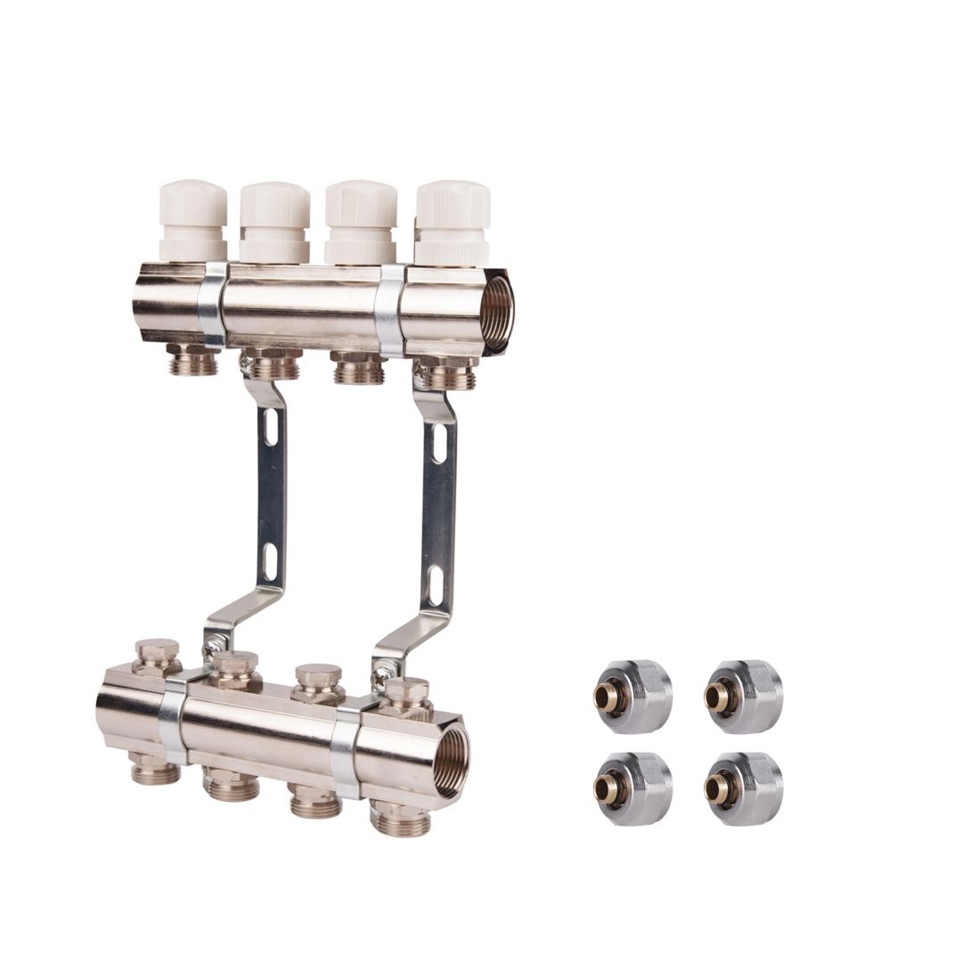 Комплект: SD Колектор терморегулювальний 1"х2   SD236W2 + SD Євроконус 3/4'' 16 х 2мм   SD346