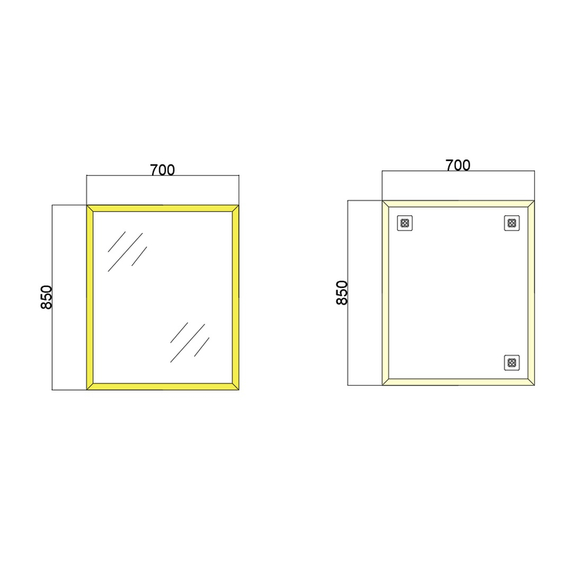 Дзеркало настінне ZERIX FONTE MRZ09-70x85-REVERSE GOLD прямокутне в золотій рамі (ZX5639)