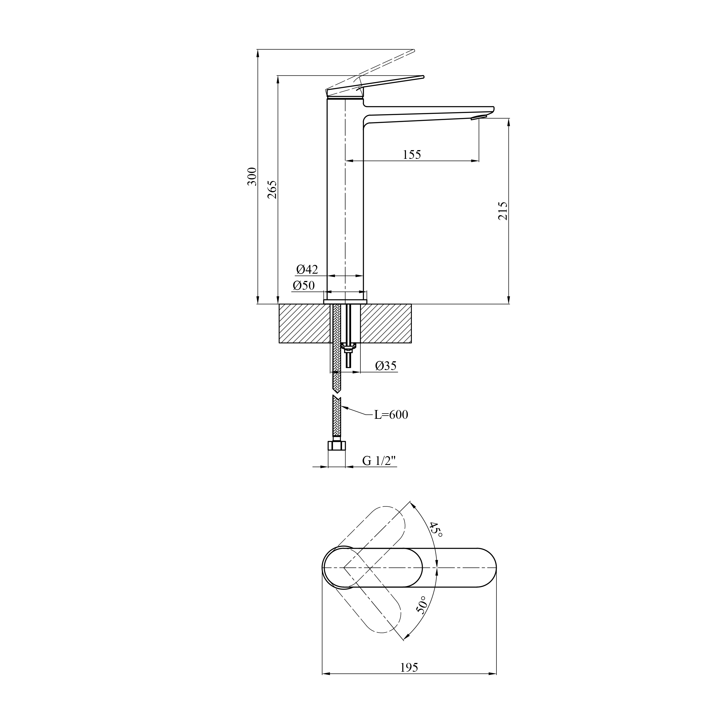 Змішувач для раковини Kroner Element 211111-3801
