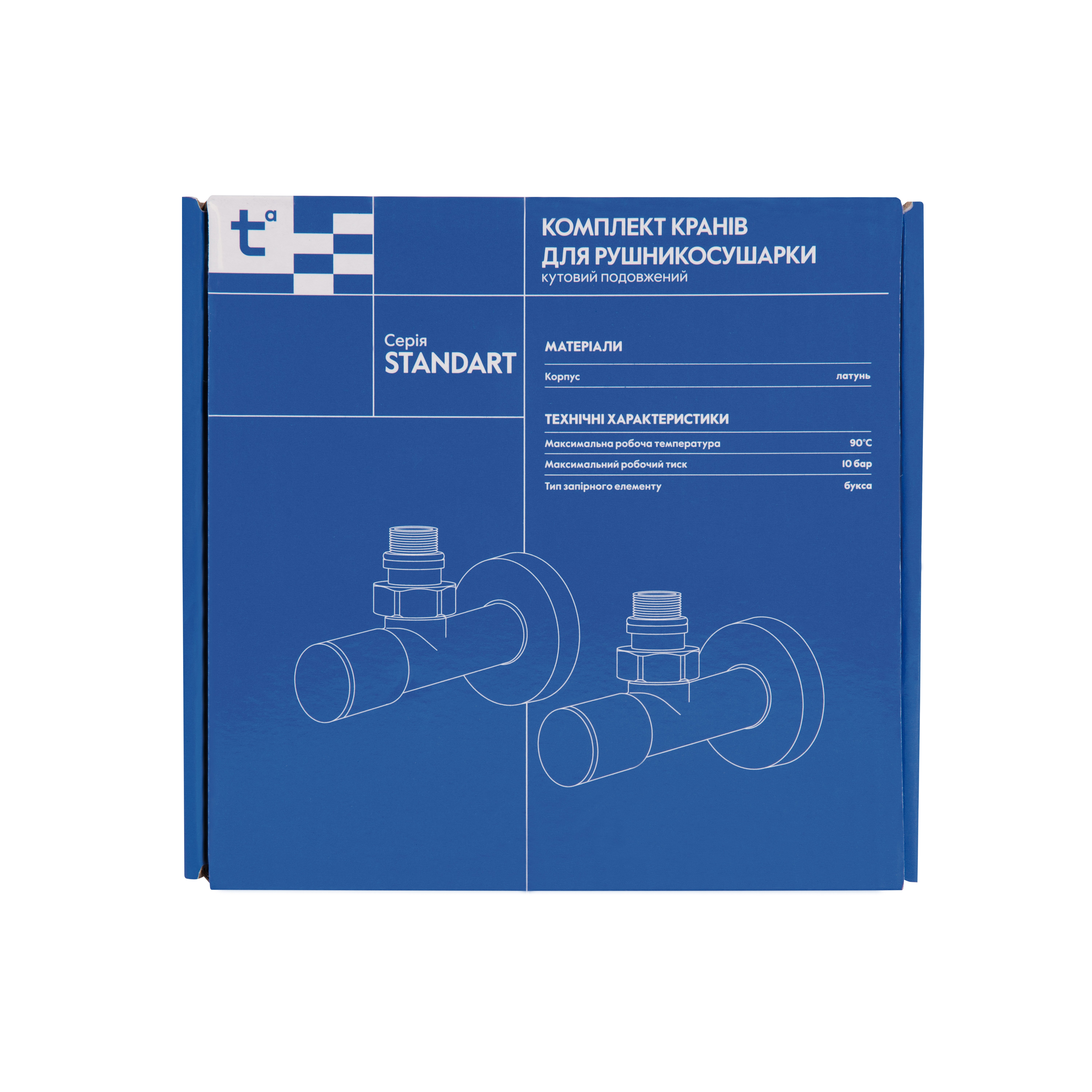 Комплект кранів Thermo Alliance Standart 1/2" З для рушникосушарки кутовий чорний SF395W15B