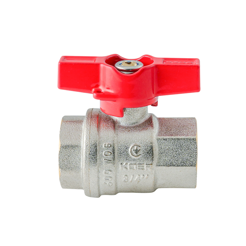 Кран кульовий ГГМ KOER EXTREME KE.217-20 - 3/4" FF ручка "метелик" червона (KR5757)