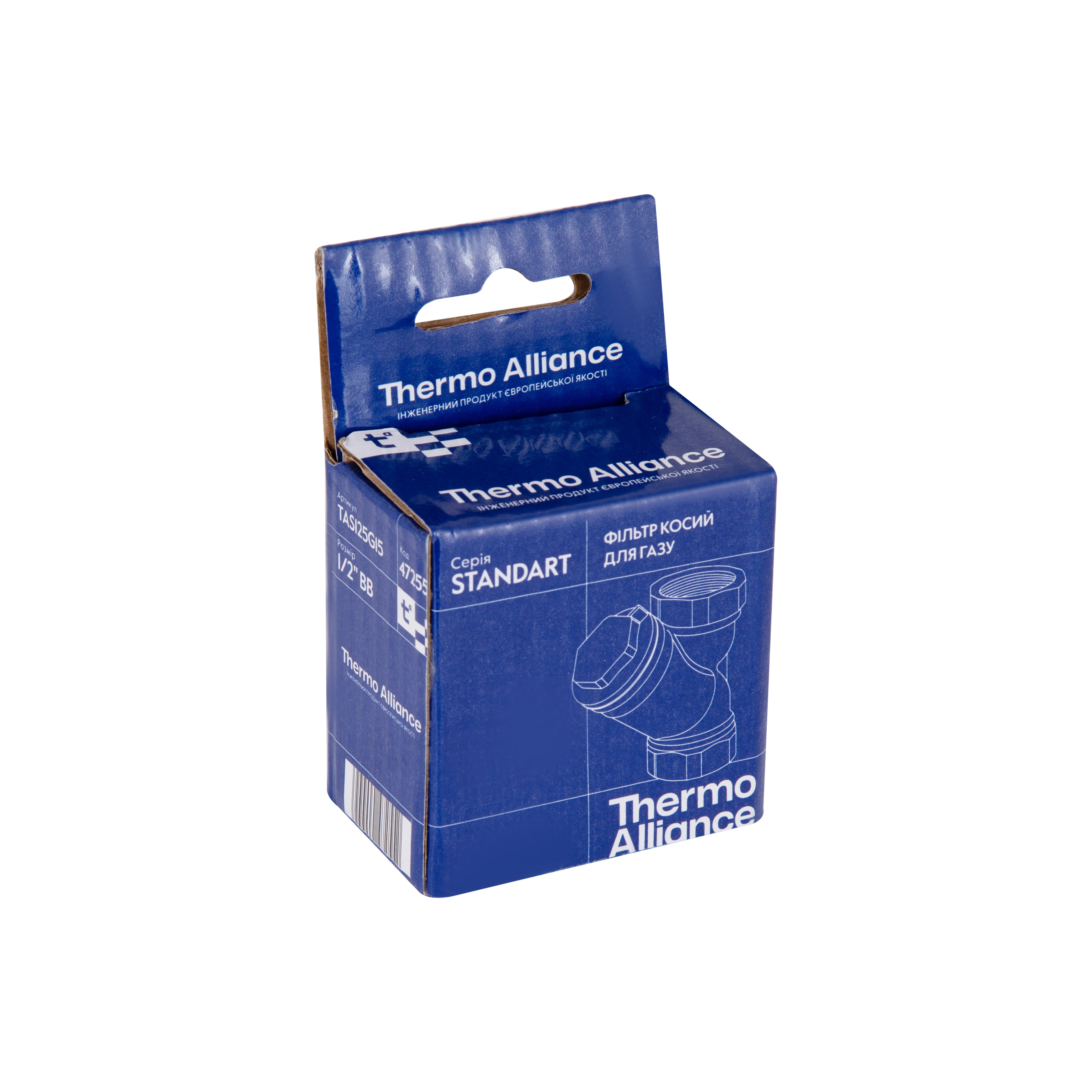 Фільтр Thermo Alliance Standart для газу 1/2"ВВ нікель, косий TAS125G15