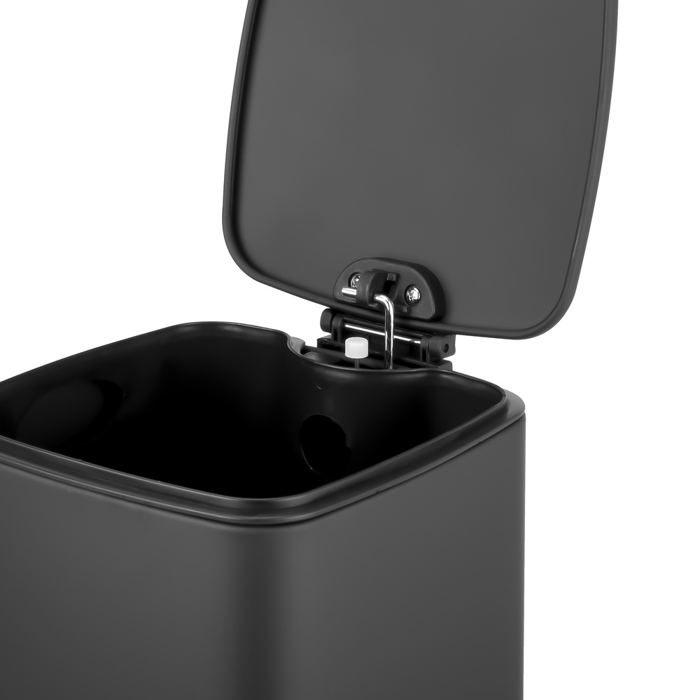 Відро для сміття з плавним закриттям квадратне ZERIX KUBIX-TC0108 BLACK 8 л (колір чорний) (ZX5892)
