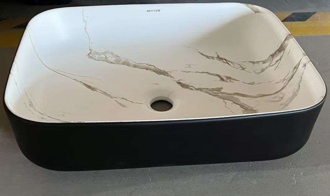 Раковина накладна MIXXUS PREMIUM DIVERSE-0110 MARBLE-BLACK 500х390х130mm (MP6517)