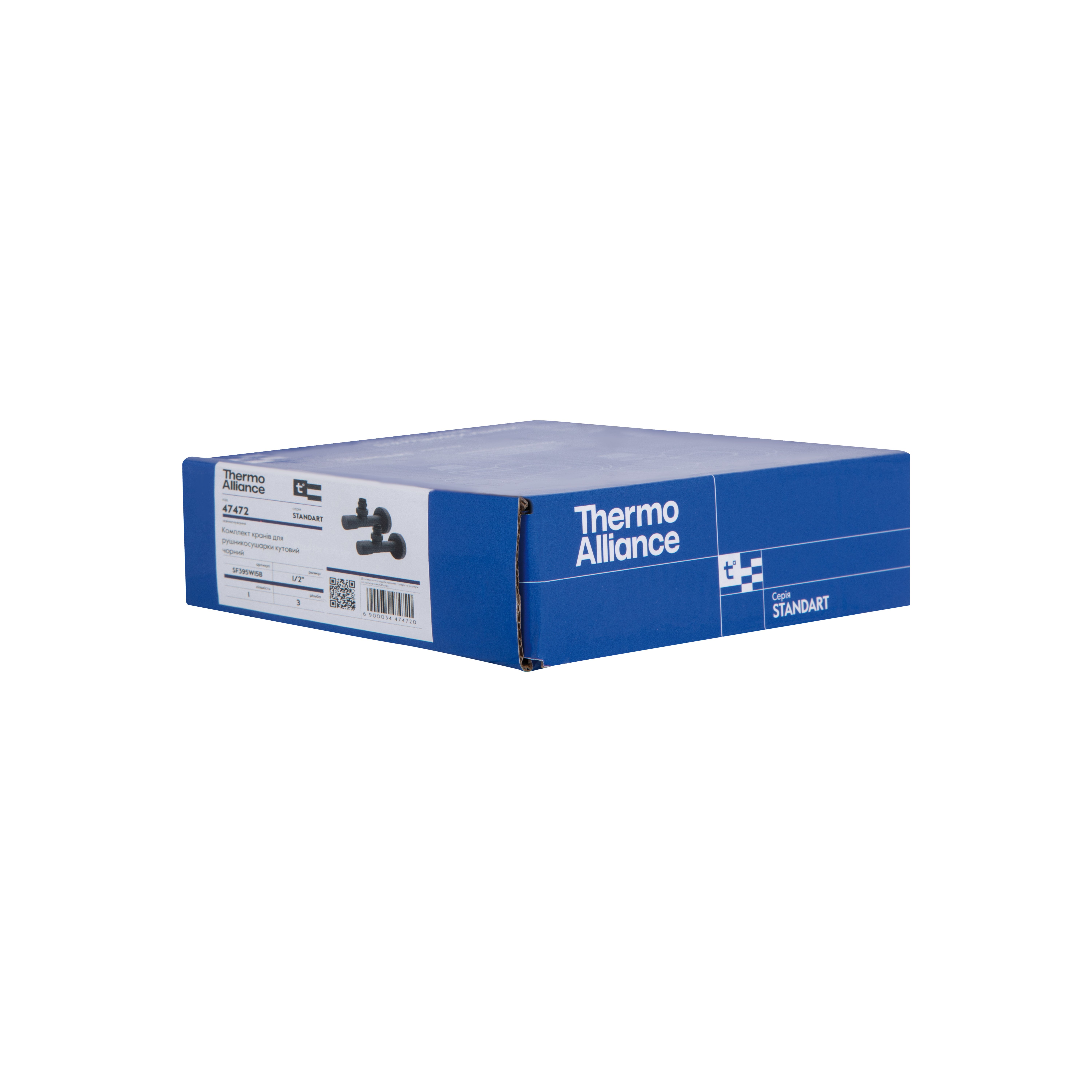 Комплект кранів Thermo Alliance Standart 1/2" З для рушникосушарки кутовий чорний SF395W15B