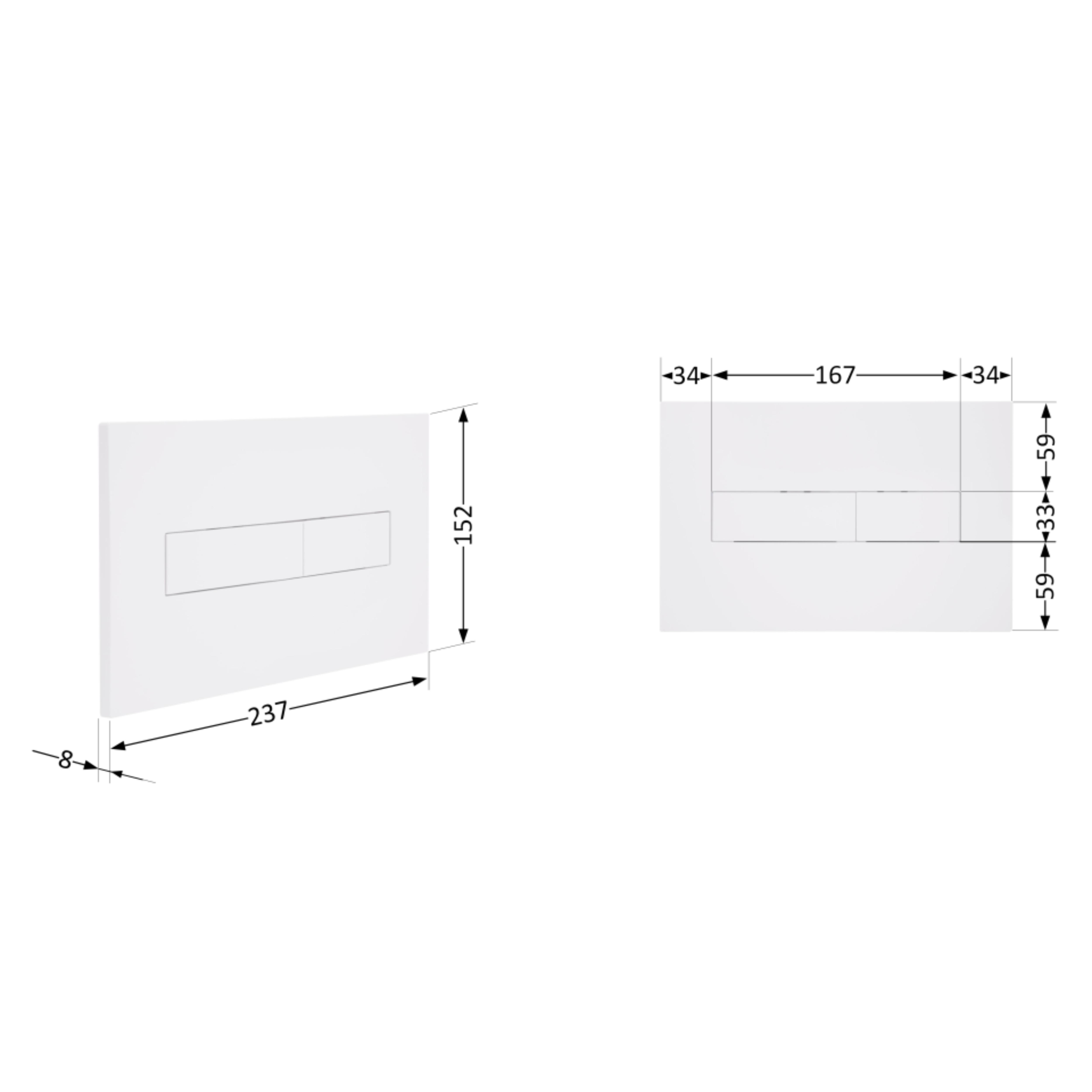 Клавіша змиву Qtap Standard 152x236x28 мм, White, лінійна QTSTD164W49471
