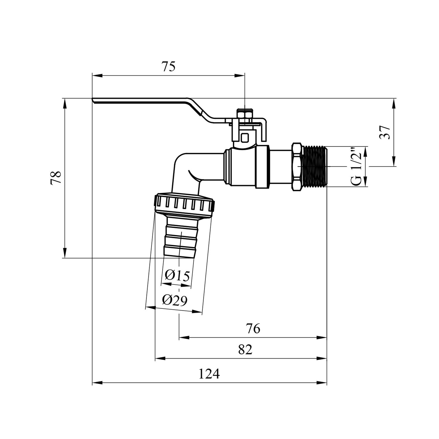 Кран кульовий для поливу STA 1/2" РЗ ручка, нікель