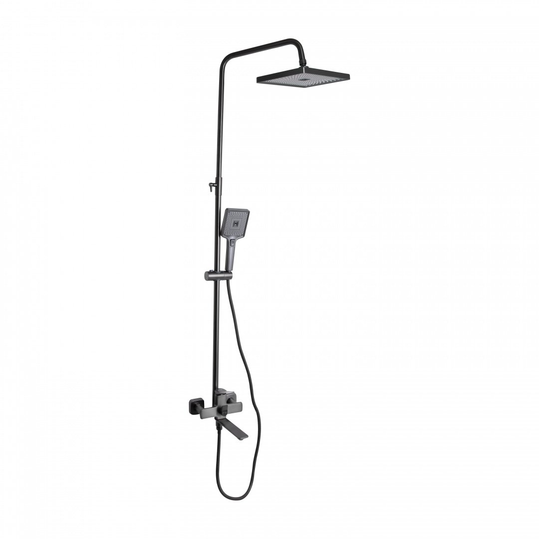Душова система універсальна Qtap Presto на три споживачі (з виливом) QTPRE111GRP45585 Gunmetal Black