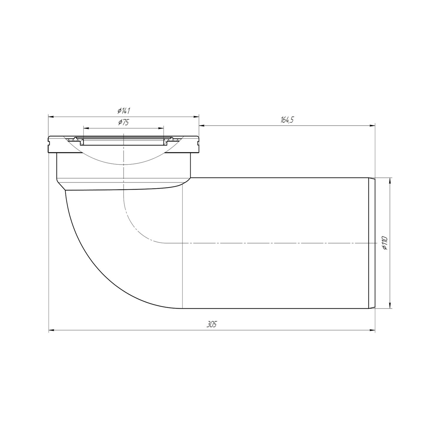 Фанова труба для унітаза ANIplast з випуском 110х90° W9220EU