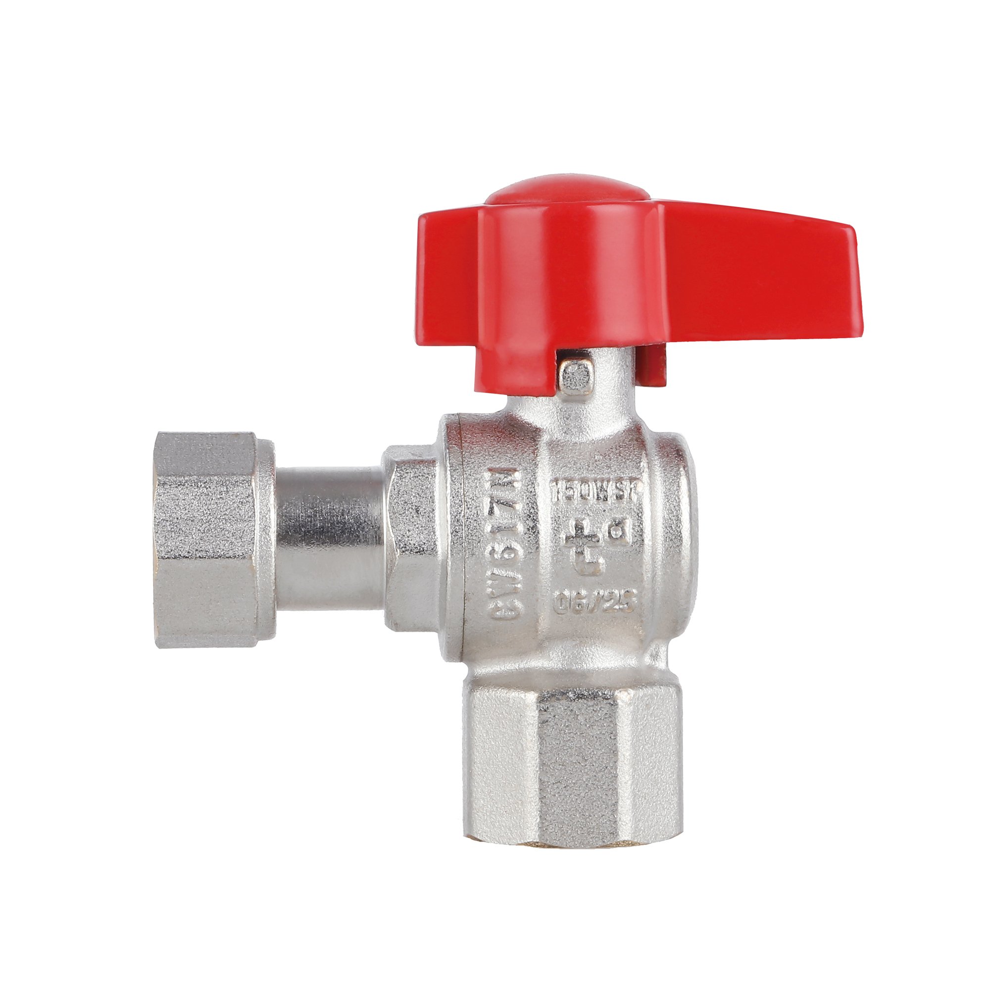 Кран кульовий Thermo Alliance Standart 1/2"ВВ кутовий, PN40, з накидною гайкою TAS223W15