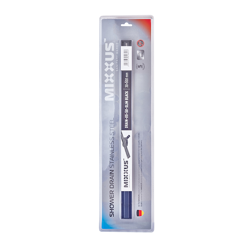 Душовий трап MIXXUS DRAIN-05-50-SLIM BLACK з нерж. сталі SUS304 30x500мм (Колір чорний) (MI6168)
