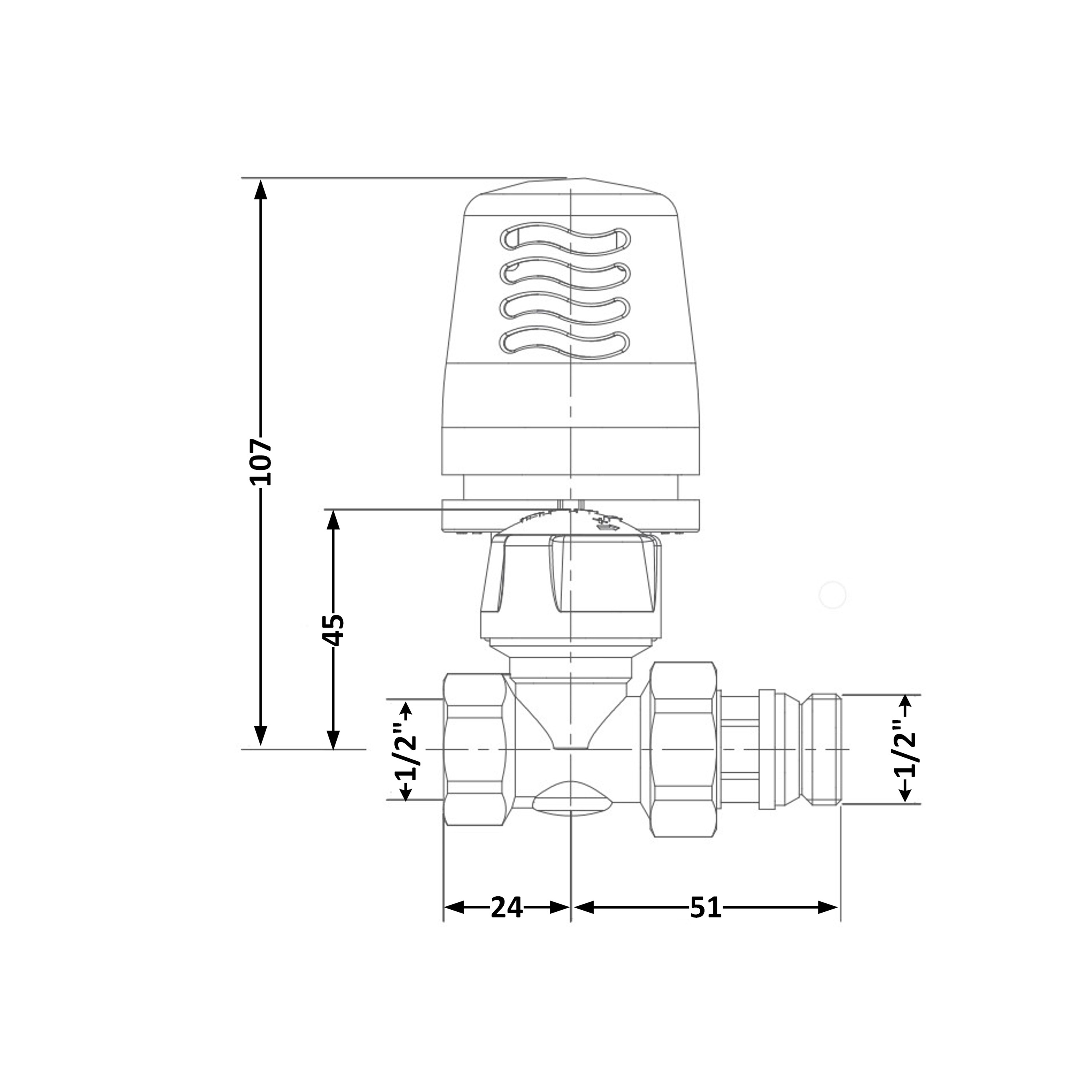 Кран радіаторний термостатичний Icma 1/2"ВЗ прямий №765+940 82765AD06940