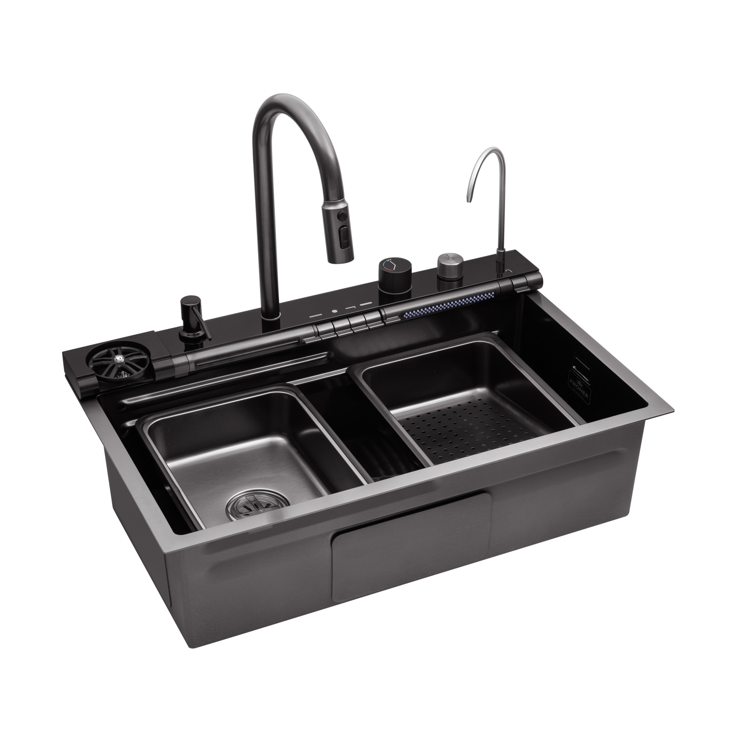 Кухонна мийка Kroner KRP Schwarze - SET7545F3HM PVD (3.0/0.8 мм)