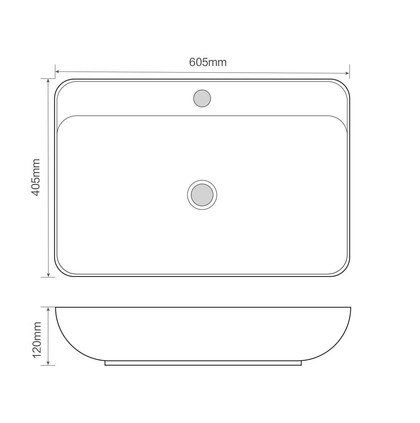 Раковина накладна MIXXUS PREMIUM BEVEL-0203 600х405х120mm (отвір під змішувач) (MP6513)