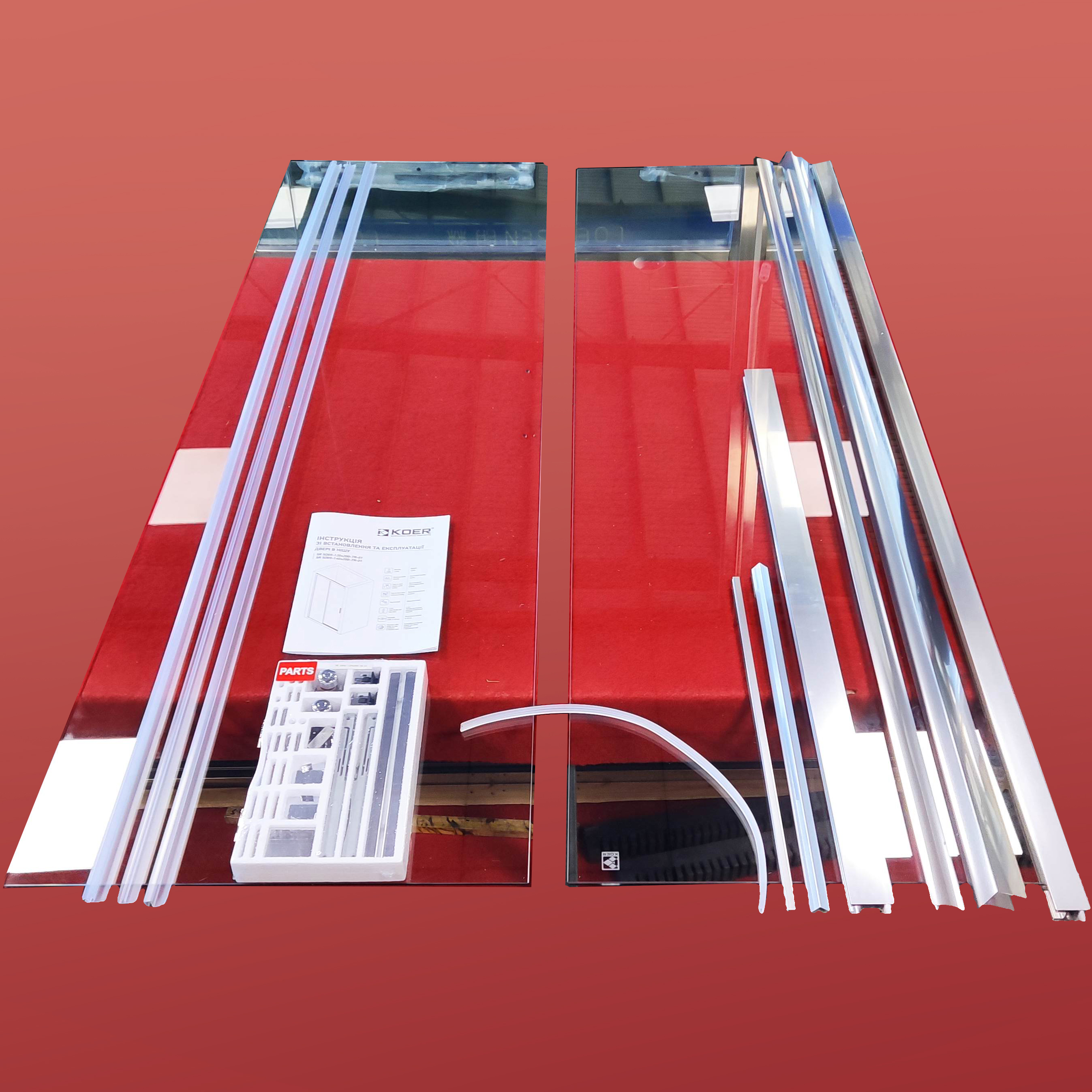 Двері у нішу розсувні KOER SR SD05-120x200-TR-01 прозоре скло EASY CLEAN 6мм хром (KR5405)