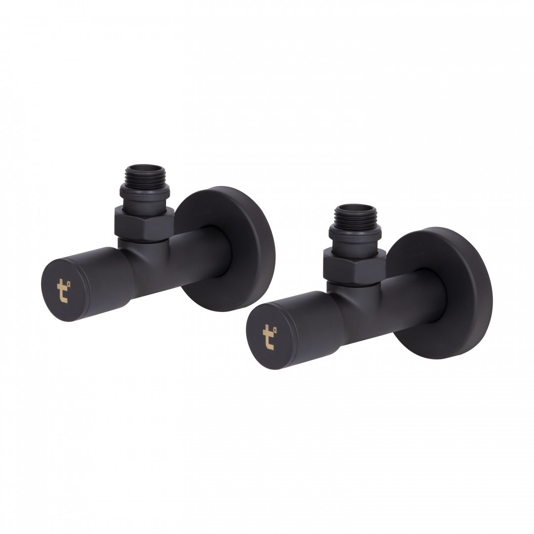 Комплект кранів Thermo Alliance Standart 1/2" З для рушникосушарки кутовий чорний SF395W15B