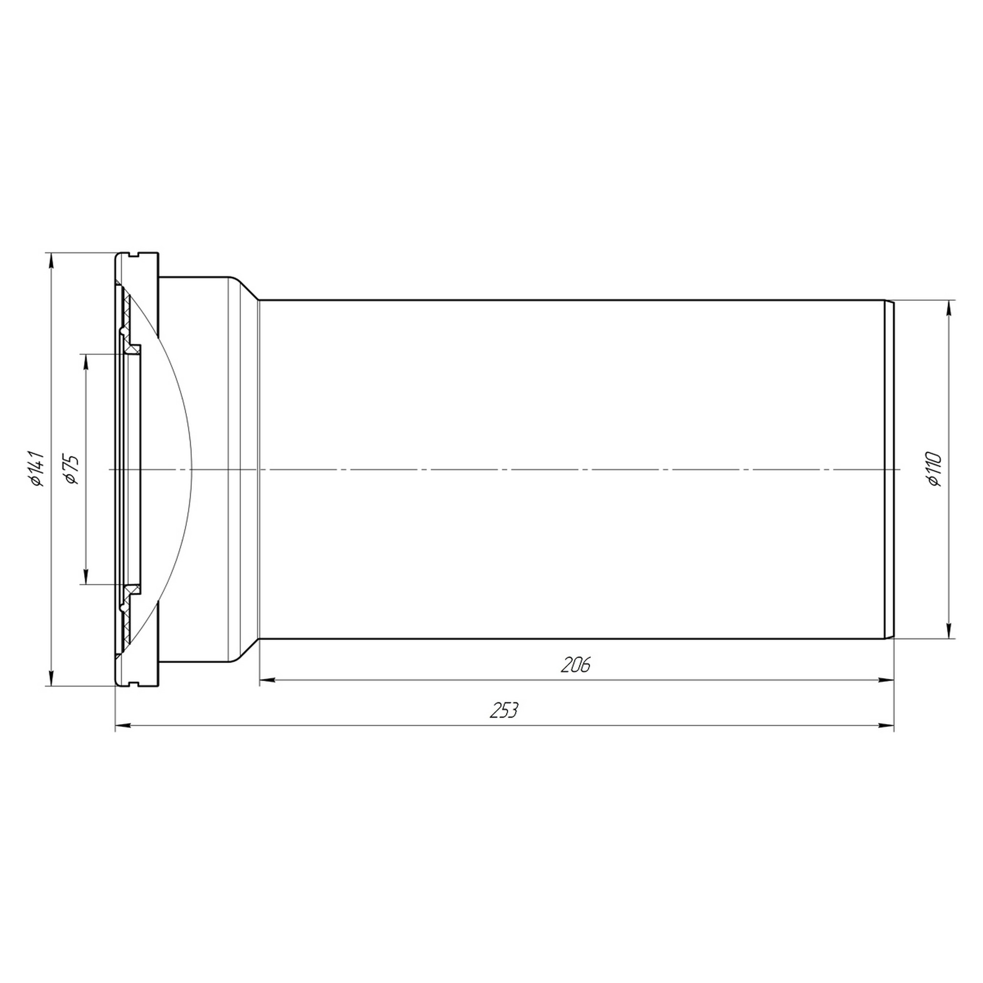 Отвод для унитаза ANI Plast W1220 прямой 250 мм