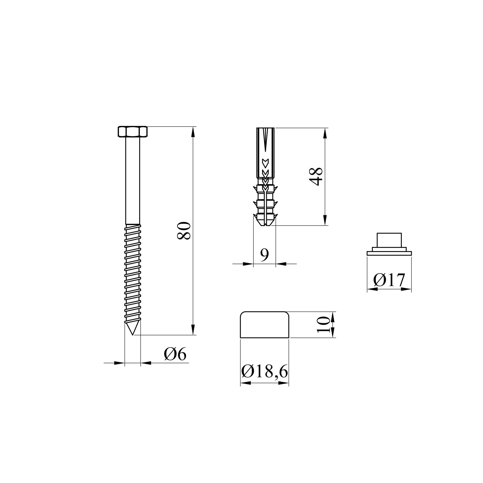 Кріплення унітаза до підлоги Direct 6х80 мм