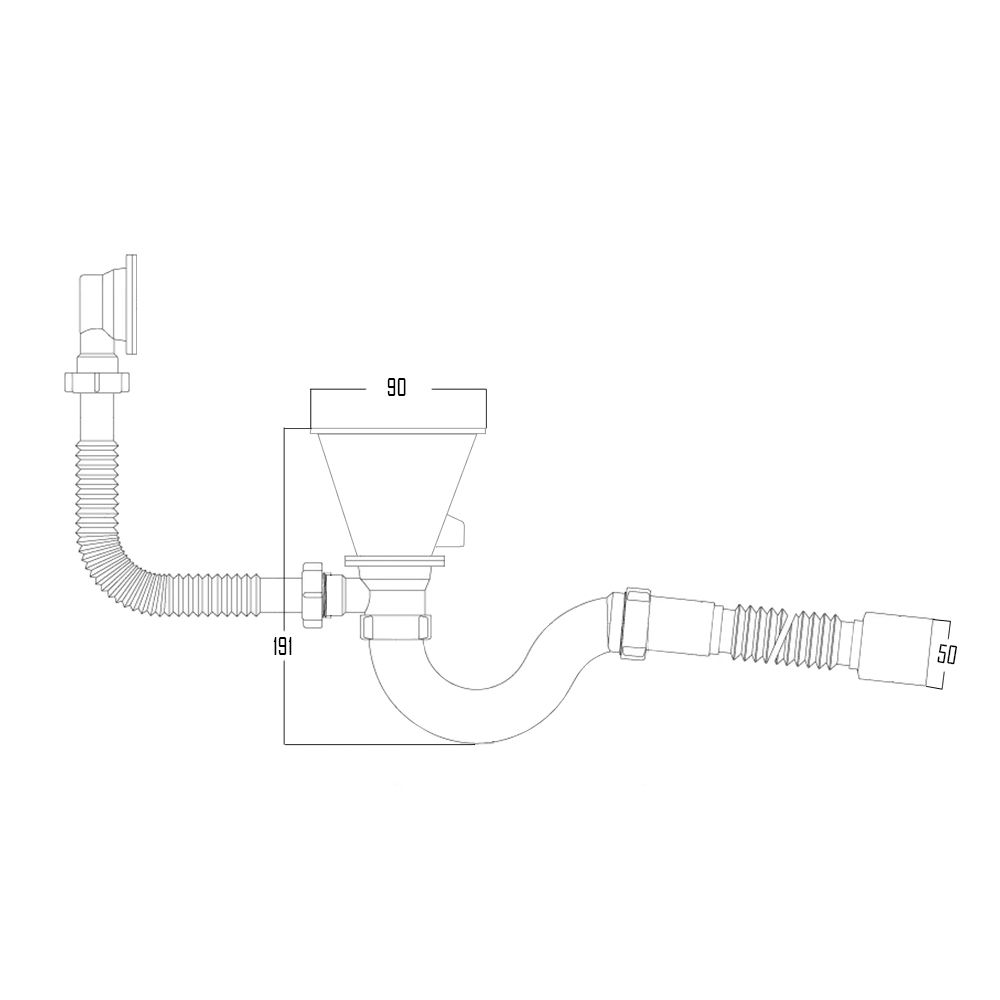 Сифон для кухонной мойки ULA 115 с круглым переливом