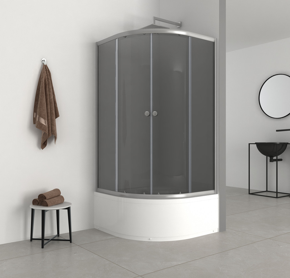 Душова кабіна з високим піддоном MIXXUS PLAIN SCT01-90x90x195-GR SATIN сіре тоноване скло 4мм (MI6895)